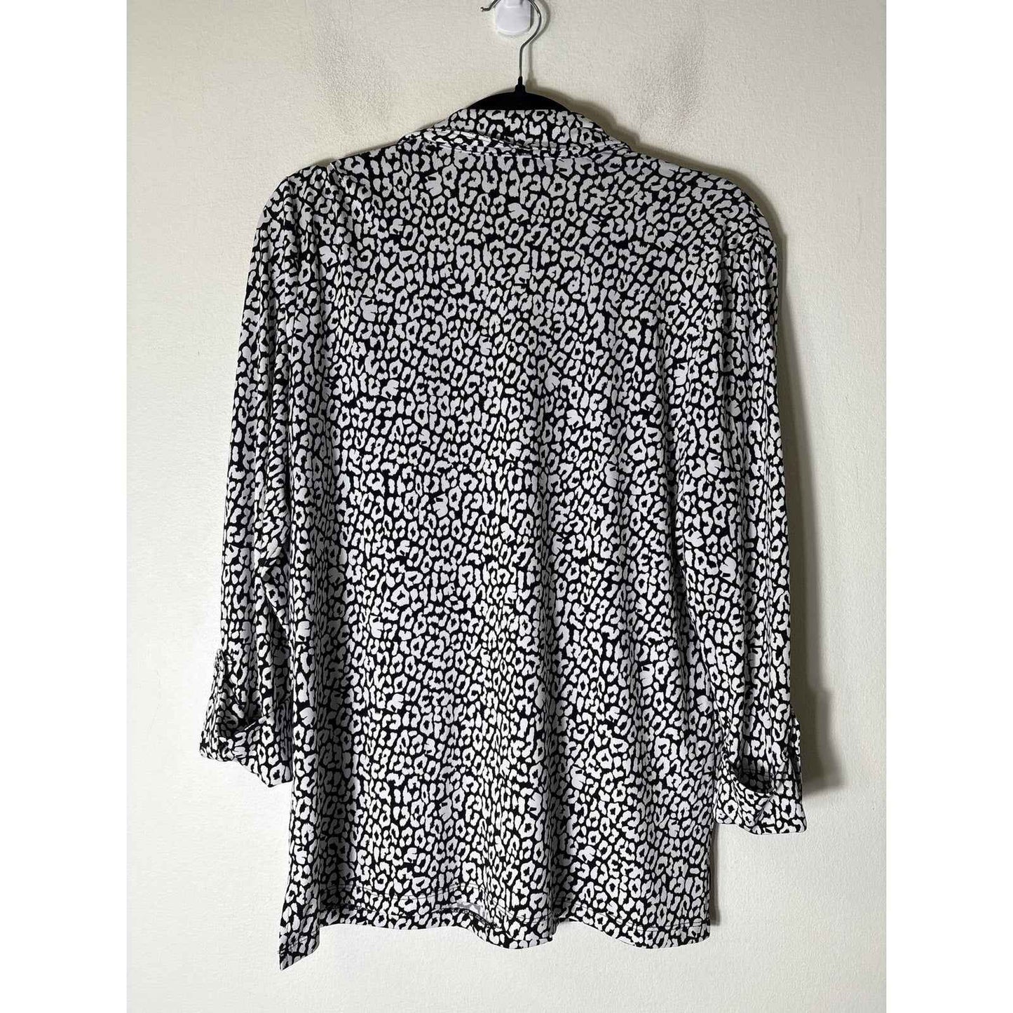 Karl Lagerfeld Black White Long Sleeve Button Up Shirt Sz M