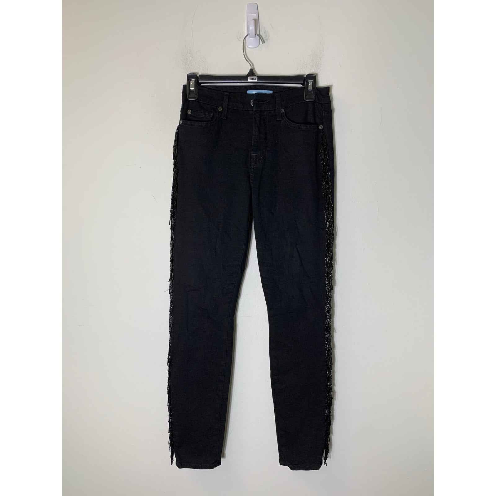 7 For All Mankind Black Stretch Skinny Ankle Jeans Sz 26