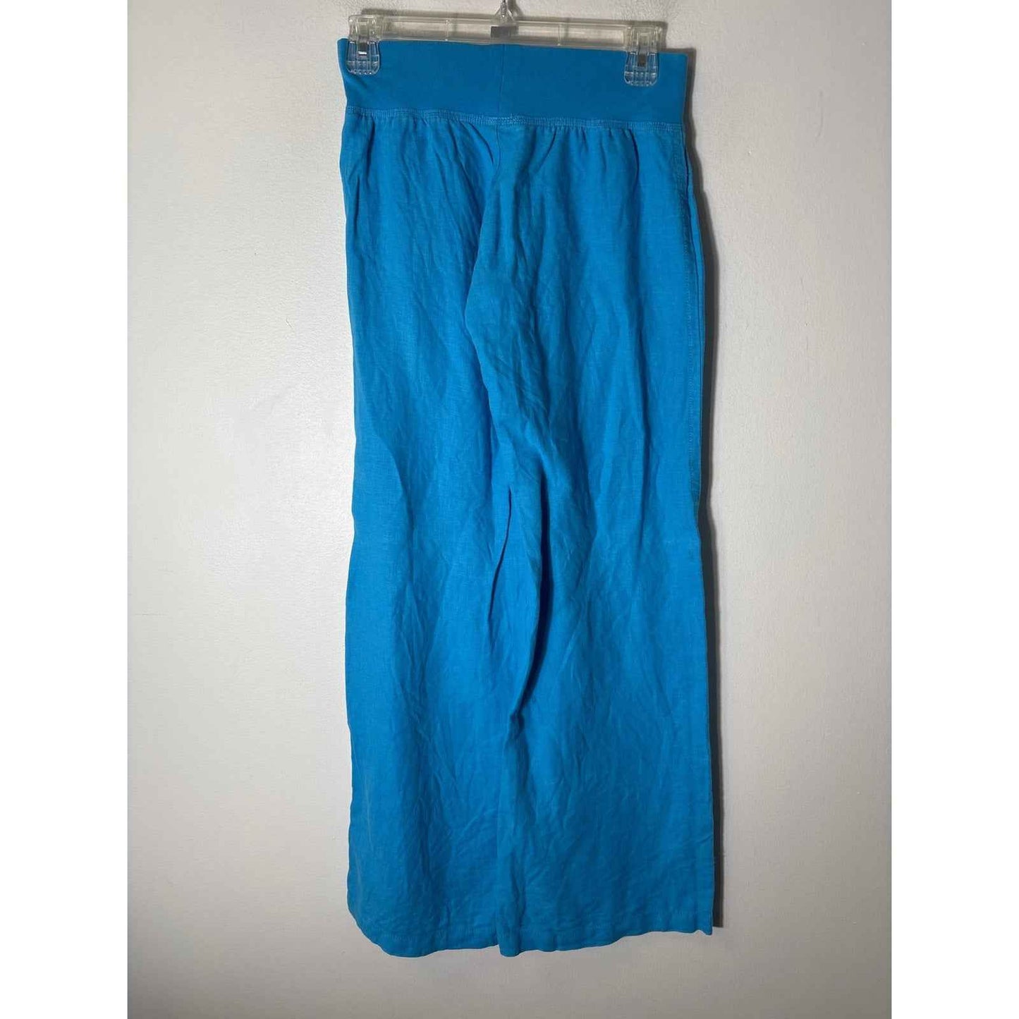 Lilly Puitzer Teal Blue Linen Pull On Wide Leg Pants Sz XXS