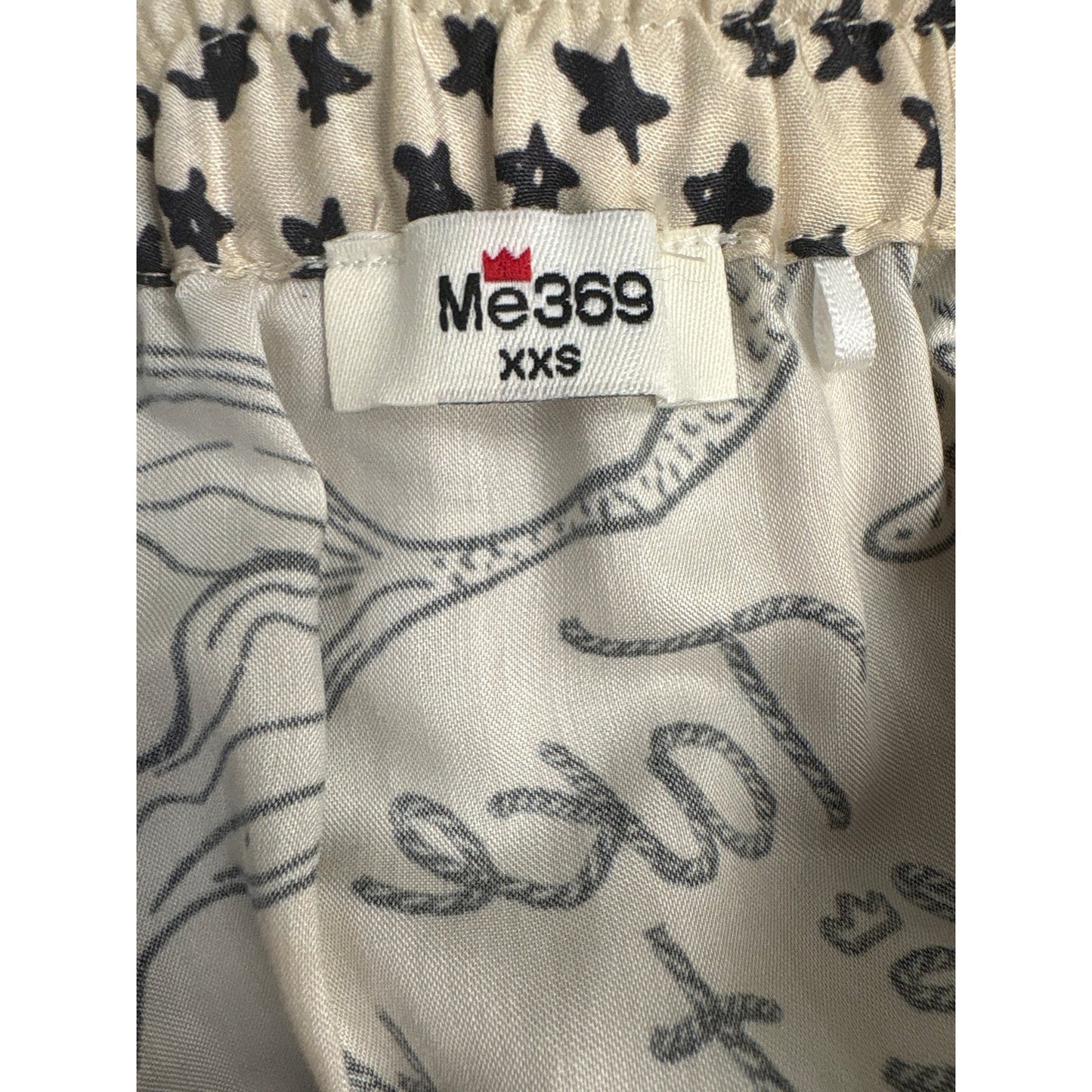 Me369 Off White Black Ocean Themed Midi Skirt Sz XS