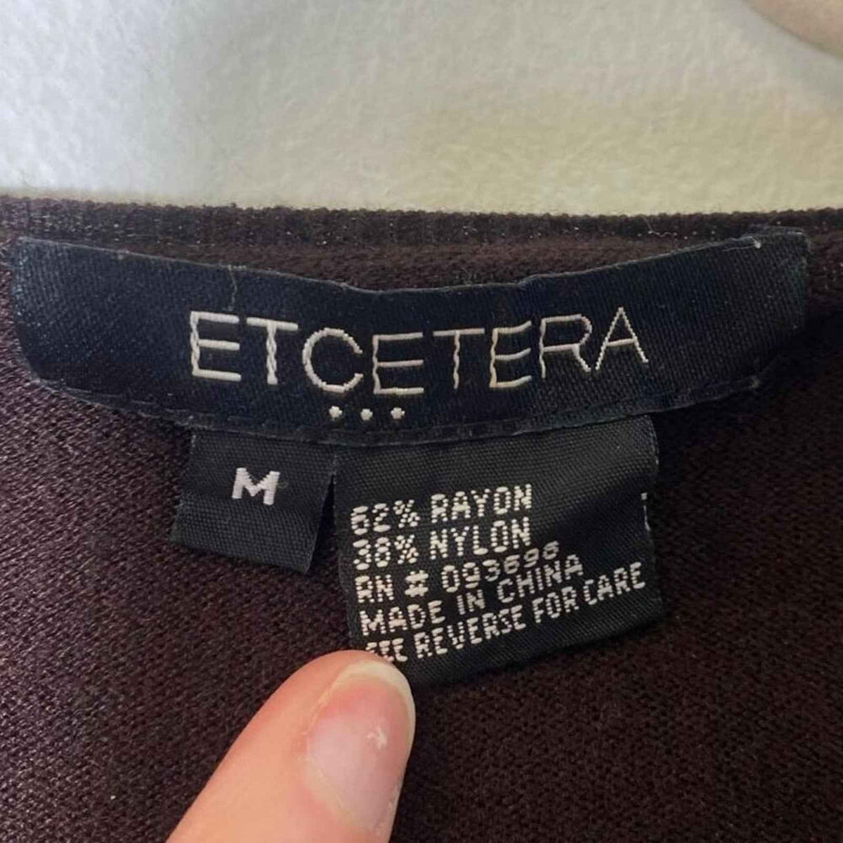 Etcetera Brown V Neck 3/4 Sleeve Sweater Size Medium