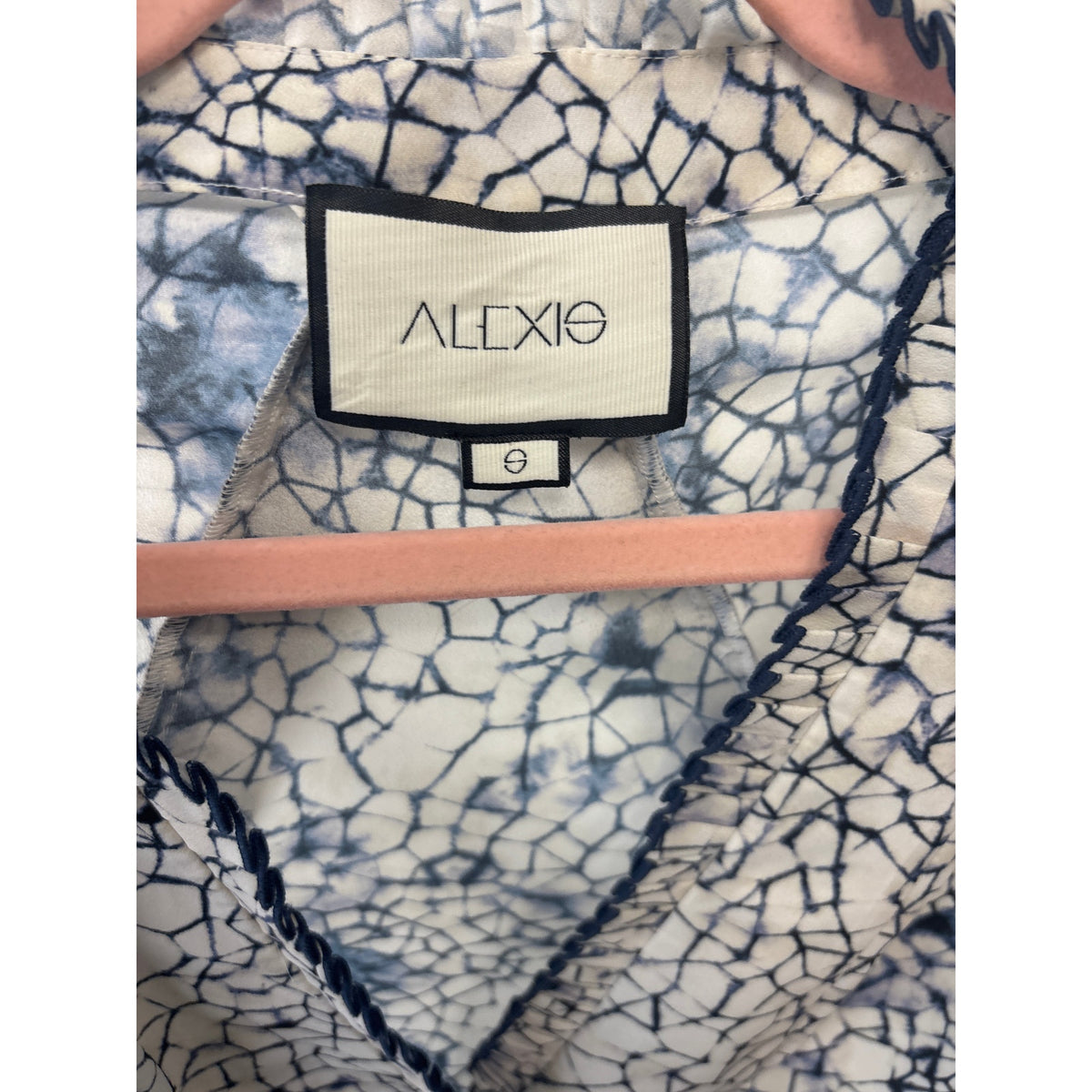 Alexis Blue and White Tie Dye Printed Mini Dress Sz S