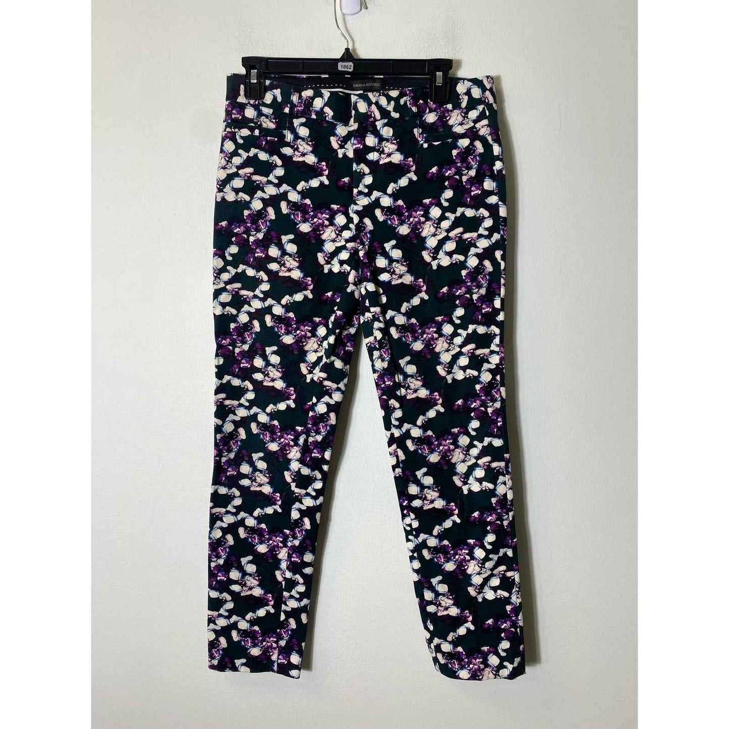 Banana Republic Green Floral Sloan Fit Ankle Pants Sz 4