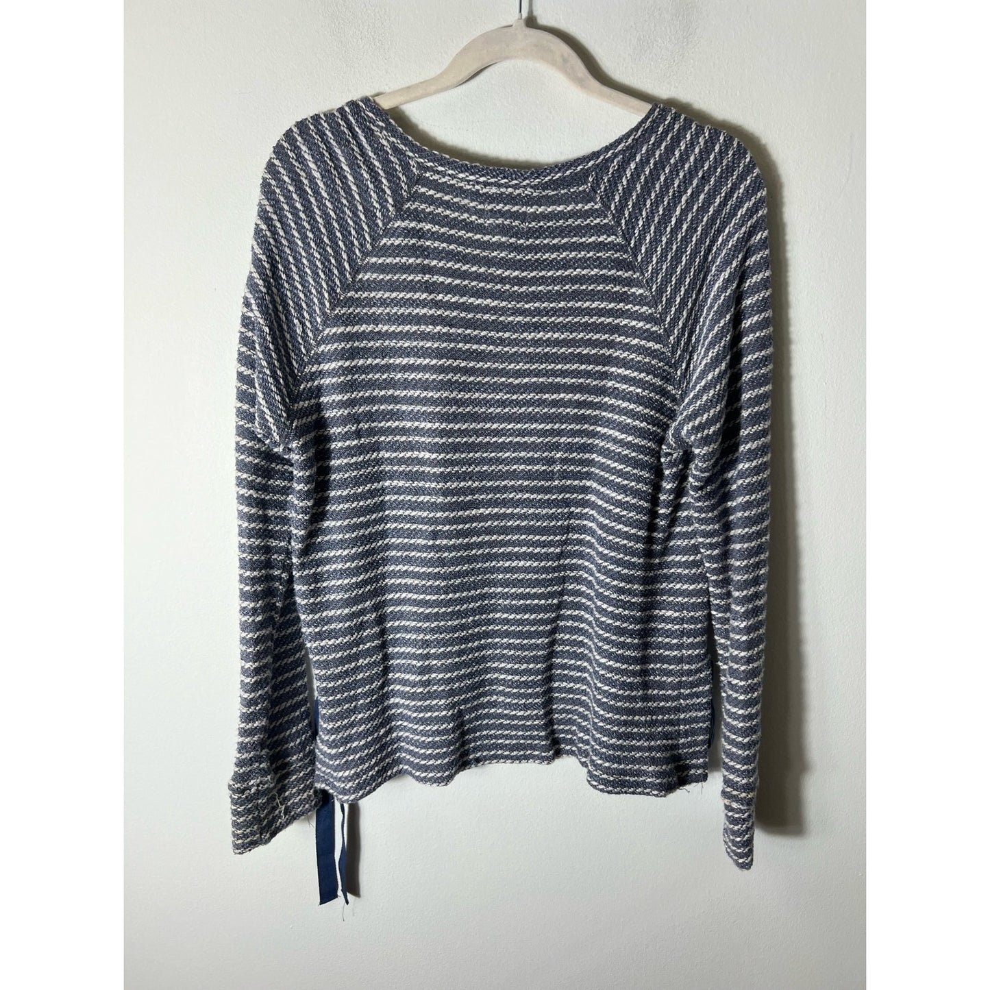 Sundry Blue White Knit Long Sleeve Cotton Top Sz 2