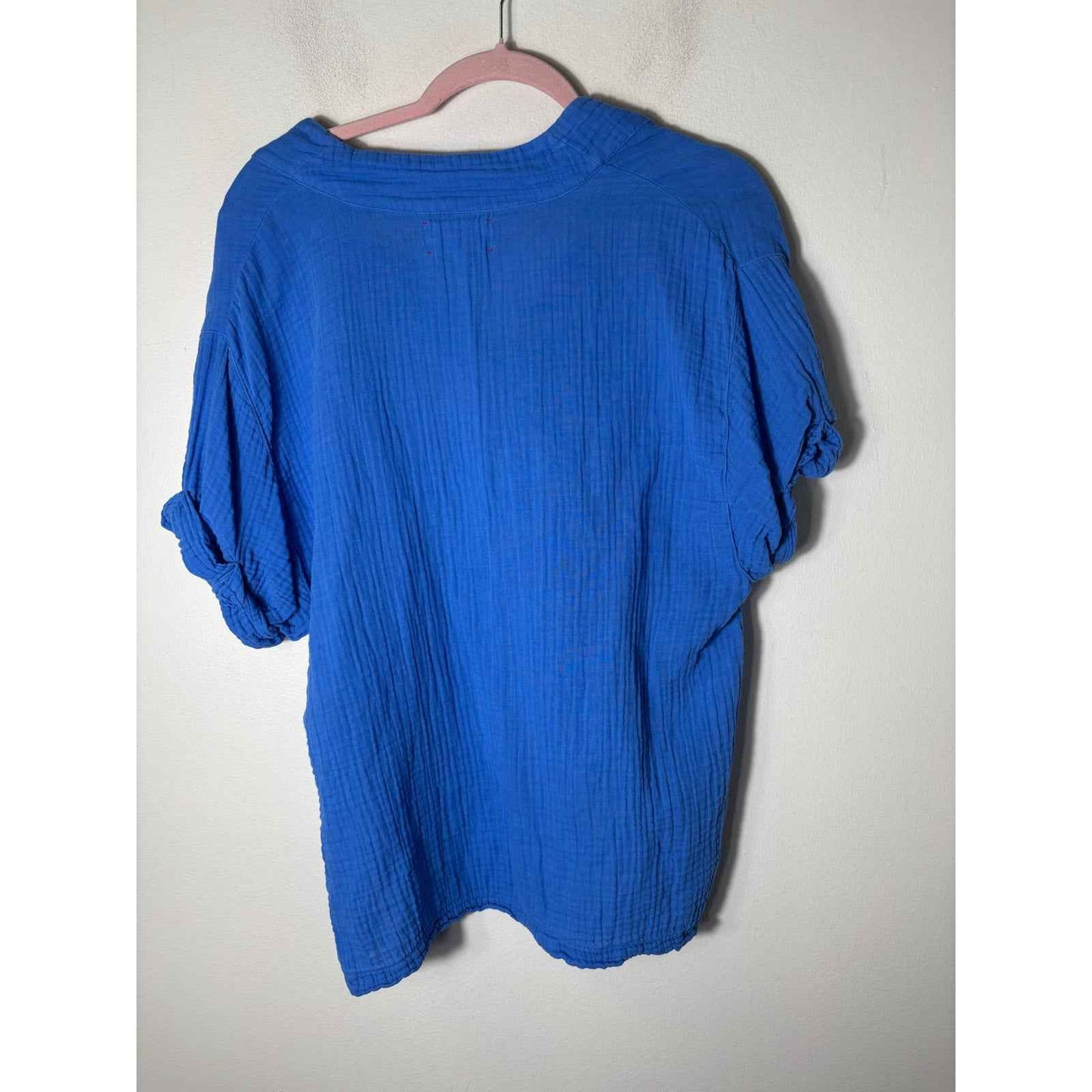 Xirena Blue Cap Sleeve V-Neck Cotton Gauze Shirt Sz XS