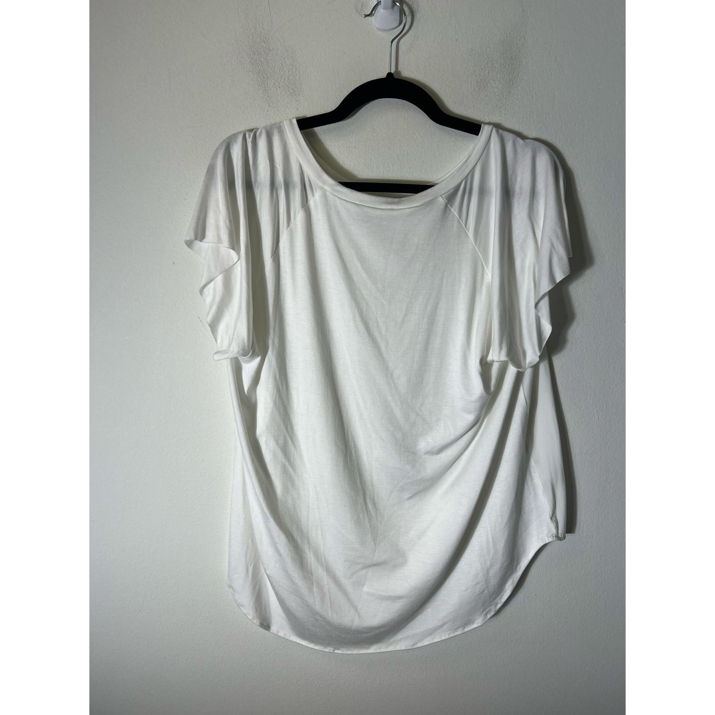 lola & sophie White Mixed Media Cap Sleeve Blouse Sz L