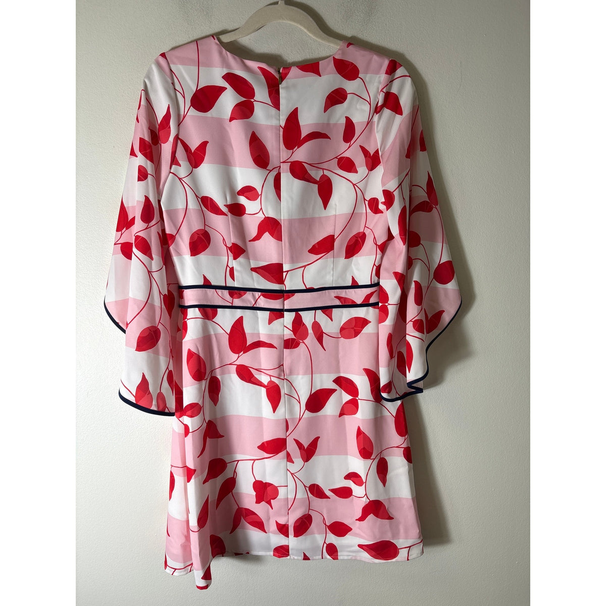 Anna Cate Pink and Red Long Open Sleeve A-Line Knee Length Dress Sz S