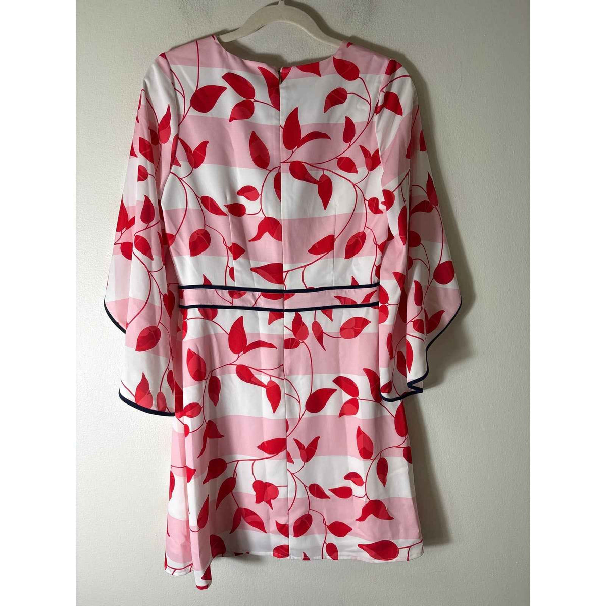Anna Cate Pink and Red Long Open Sleeve A-Line Knee Length Dress Sz S