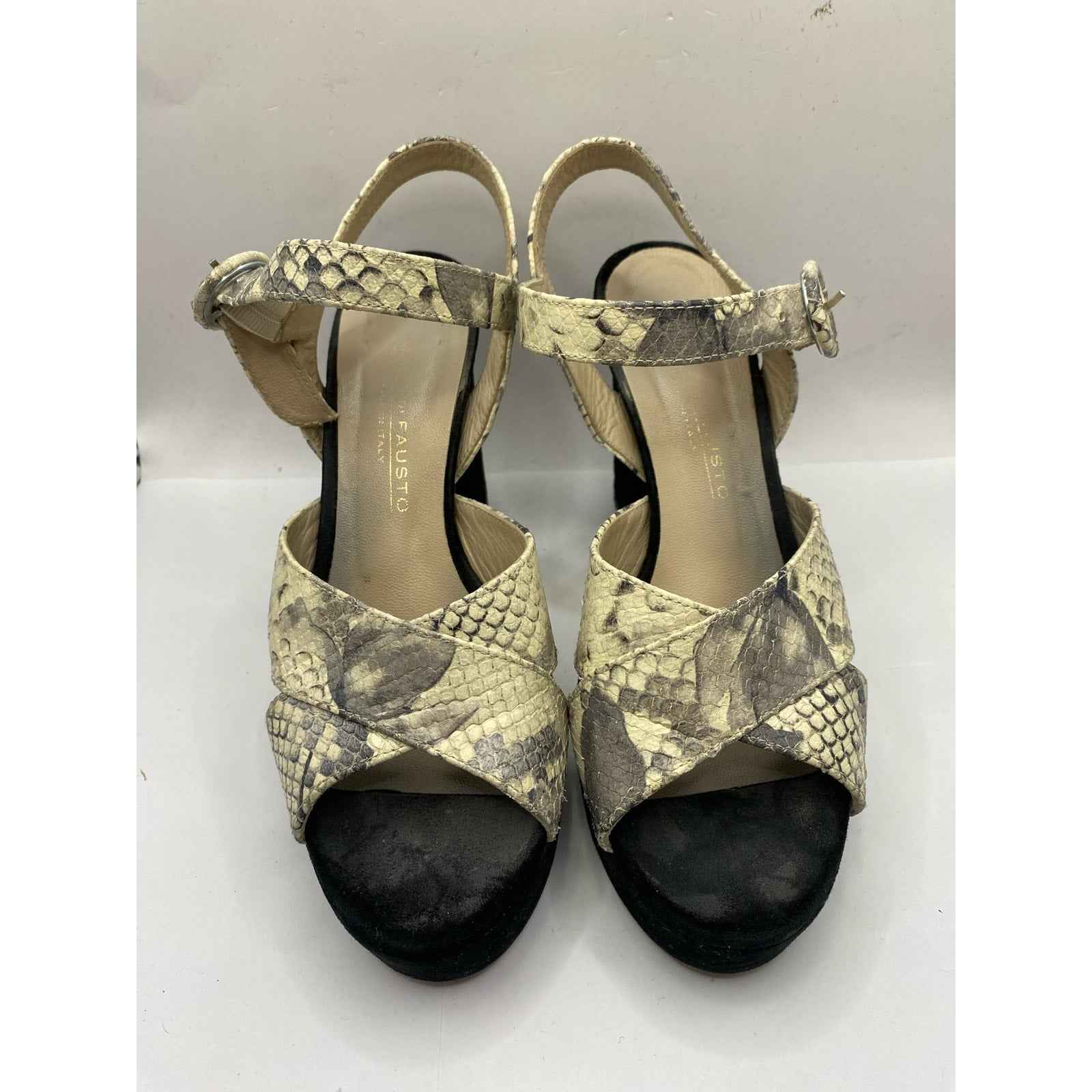Moda Di Fausto Off White Black Platform Sandals Sz 6.5