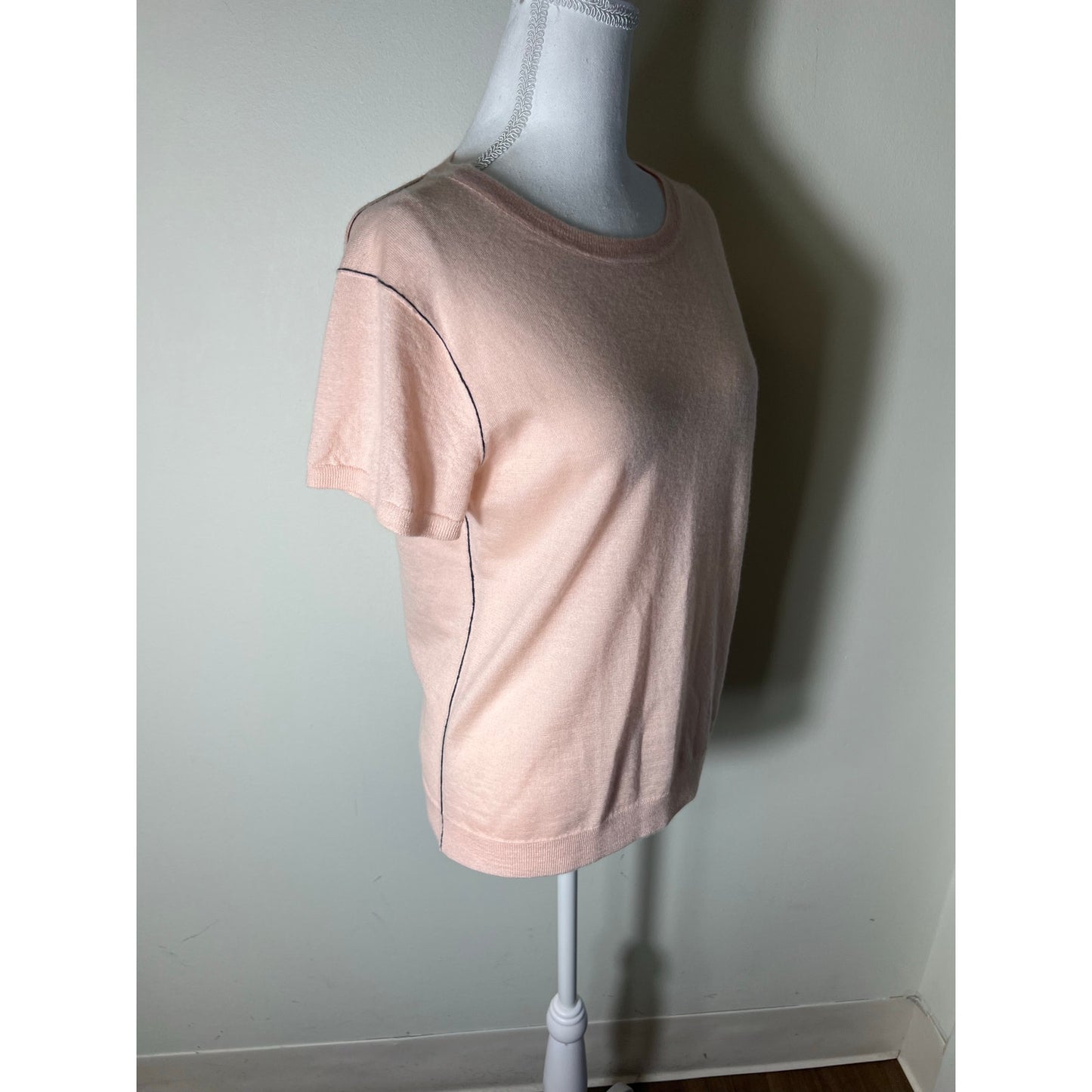 Paychi Guh Pink Cashmere Short Sleeve Knit Shirts Sz M