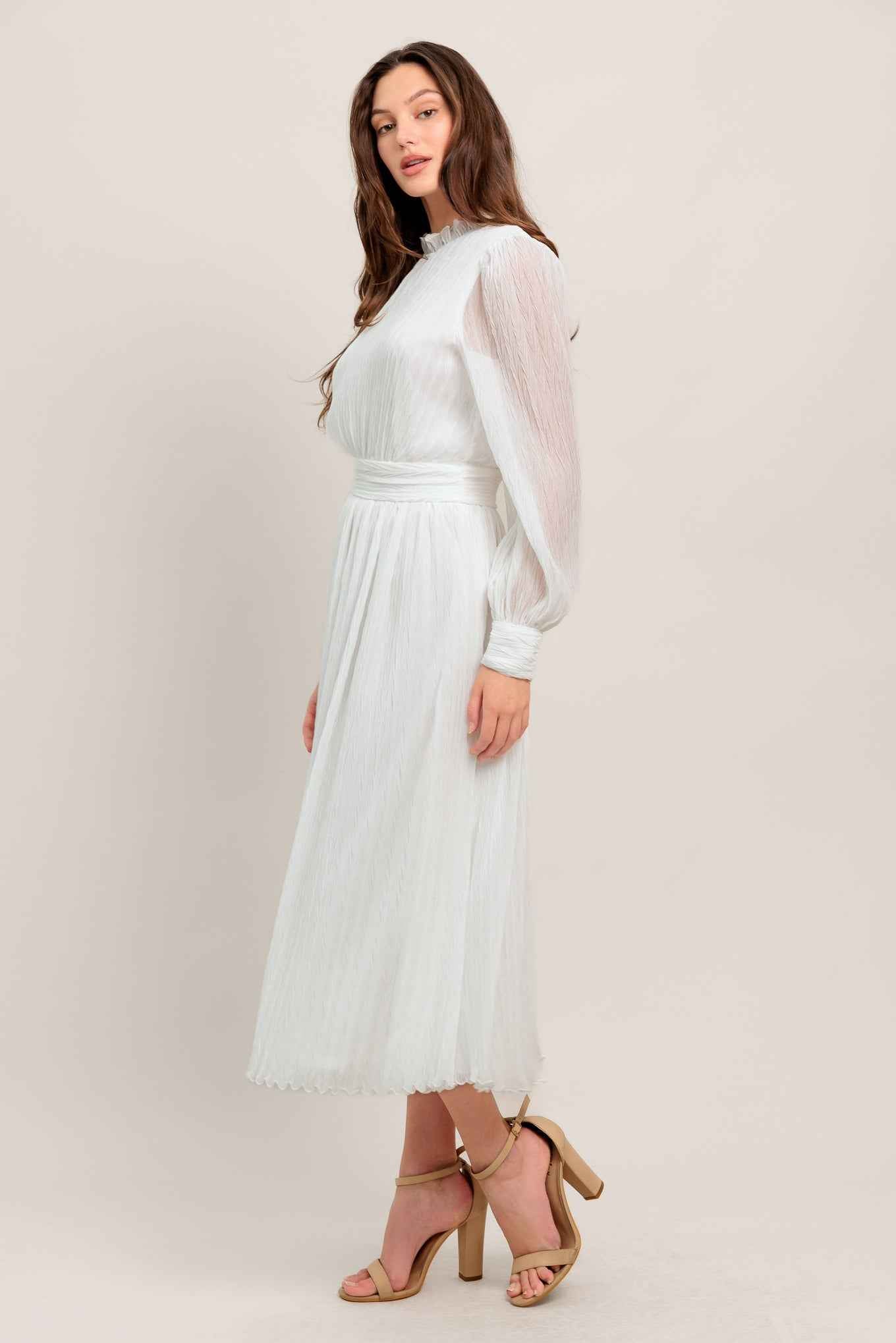 FOREVER WAITING WOVEN MIDI DRESS