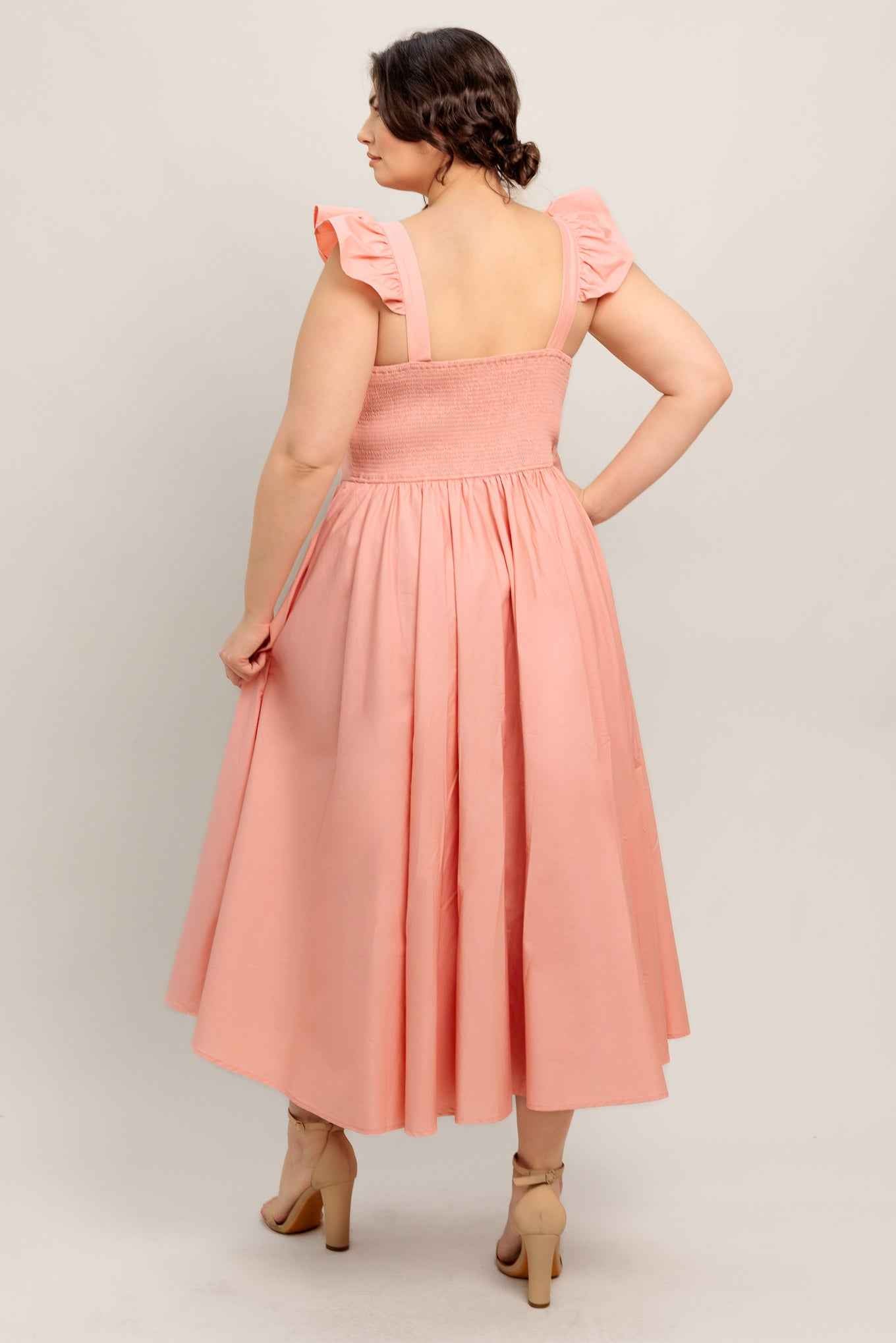 BLUSHED WITH LOVE WOVEN MIDI DRESS