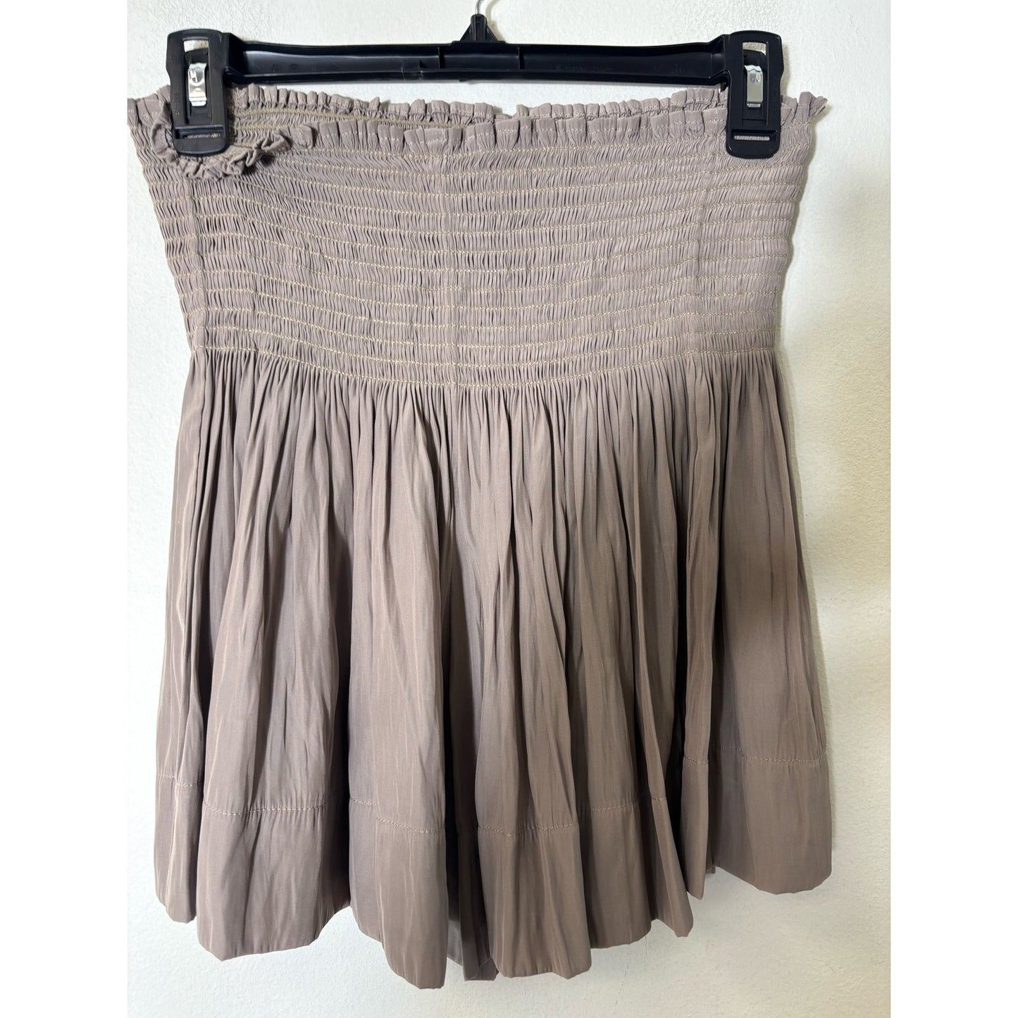 Koch Tan Smocked Pleated Mini Skirt/Skort Sz M