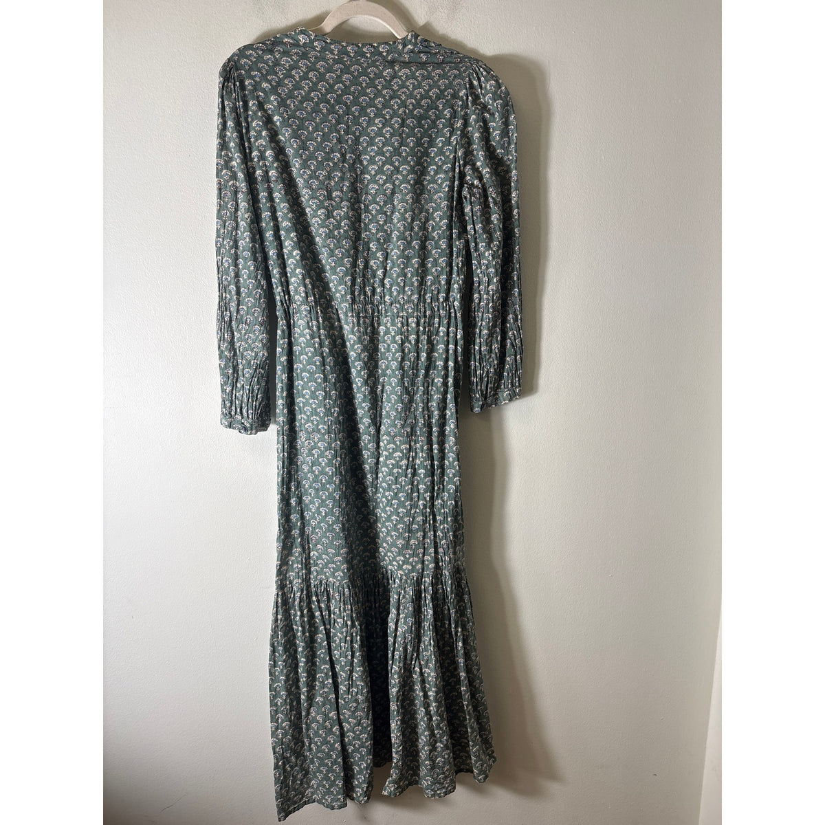 India Collection Green Long Sleeve Cotton Maxi Dress Sz M