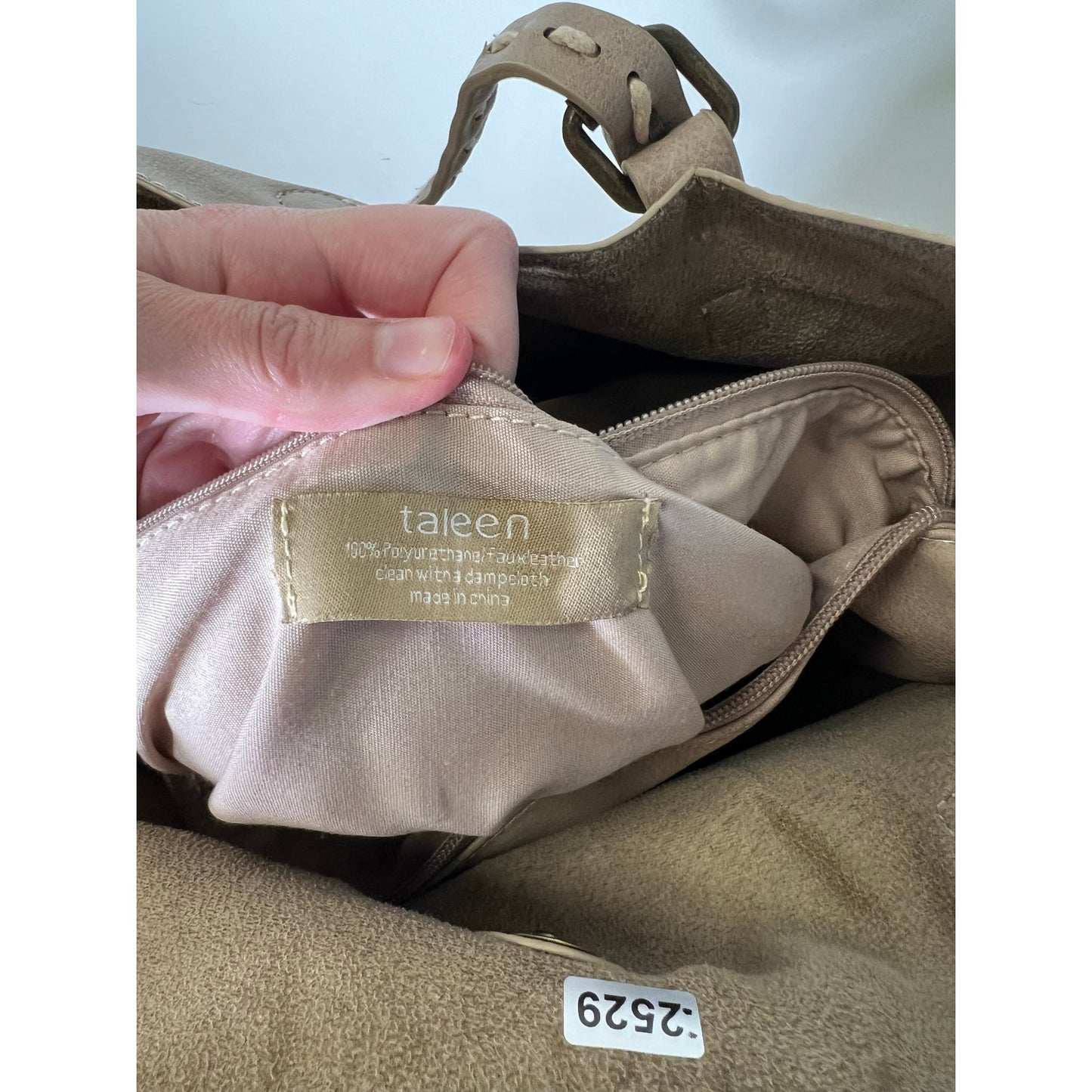 Taupe Colored Leather Shoulder Bag