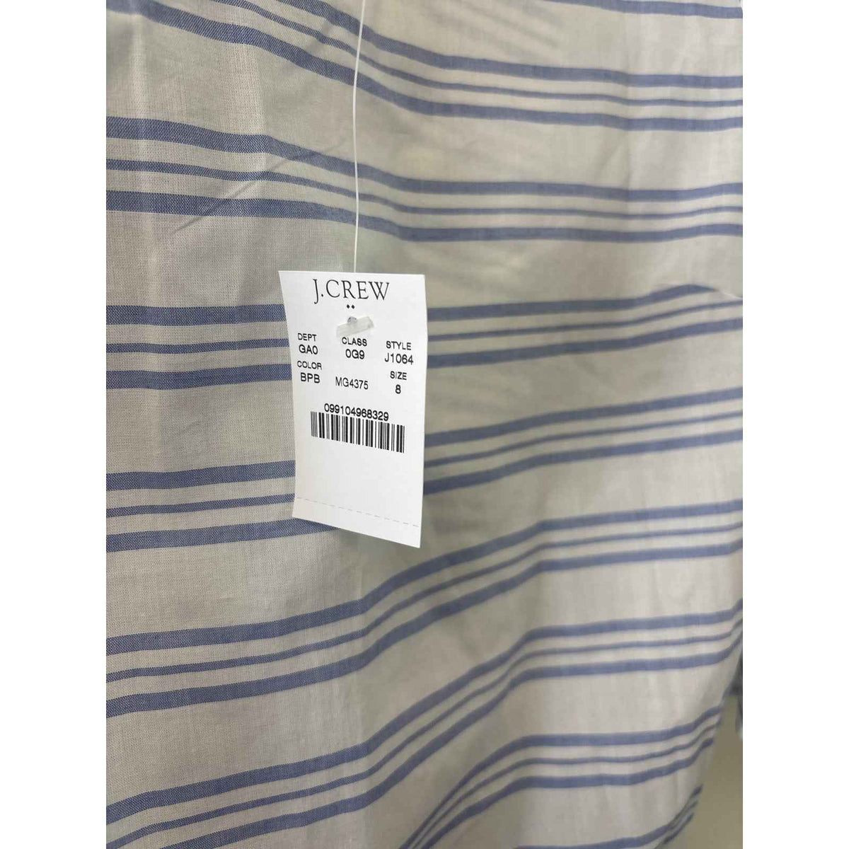 J.Crew White and Blue Stripe Bell Sleeve Top Sz 8
