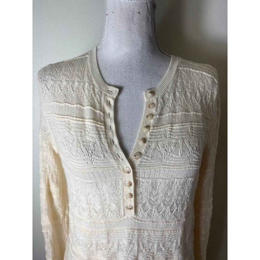 La Maille Sezane Cream Long Sleeve Textured Sweater Sz S