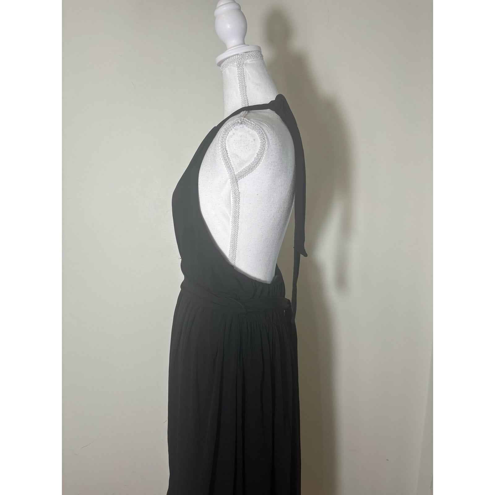 BCBG Black Backless Halter Midi Dress Sz M