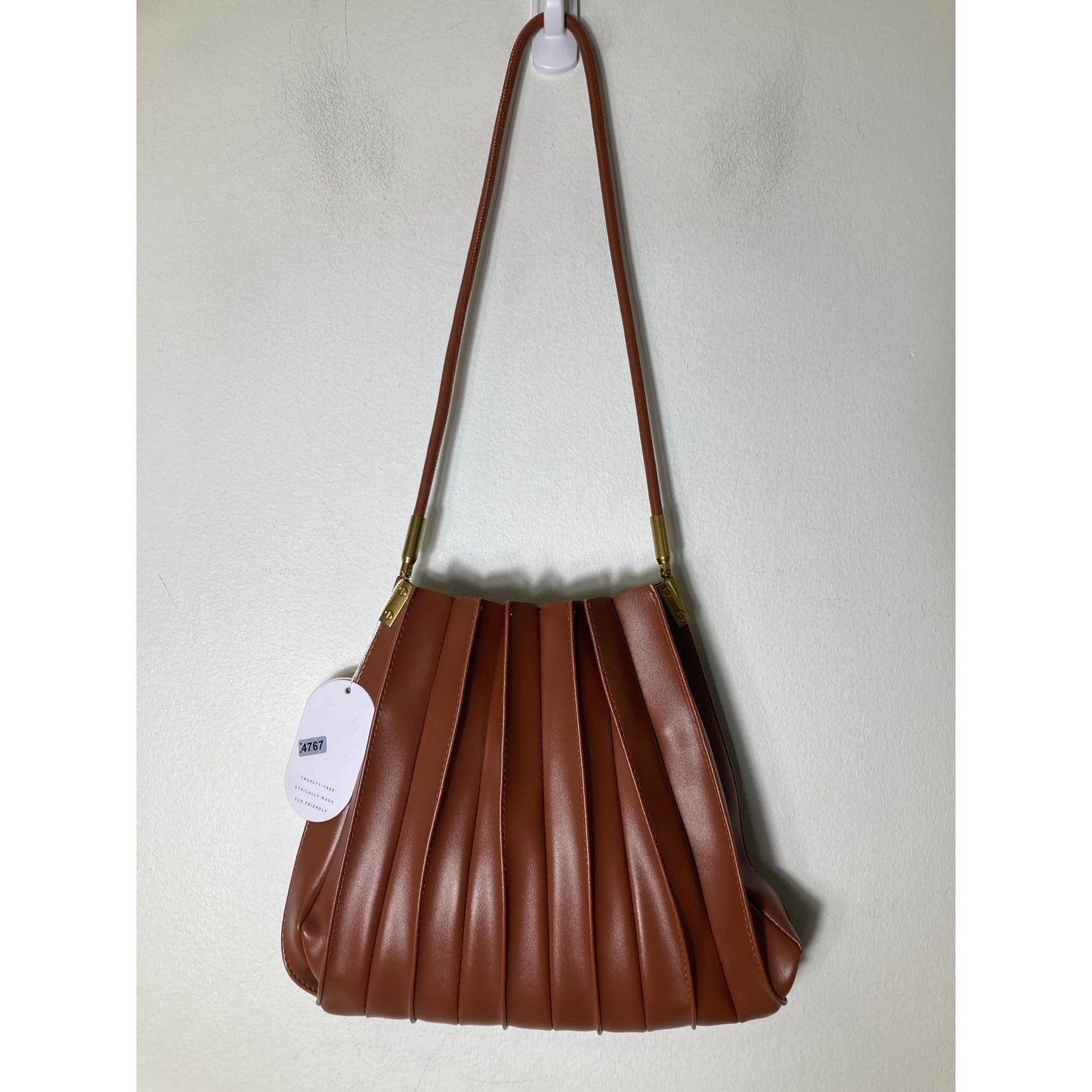 NWT Melie Bianco Brown Pleated Vegan Leather "Carrie" Purse