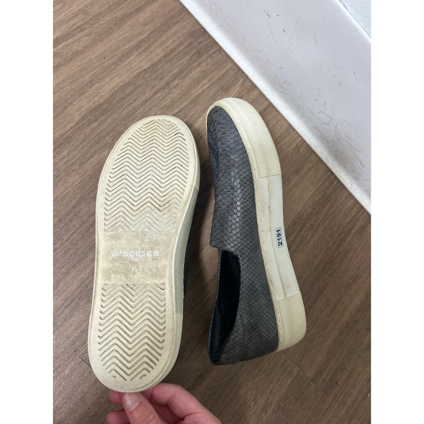 J/Slides Gray Snake Skin Slip On Sneakers Sz 7.5