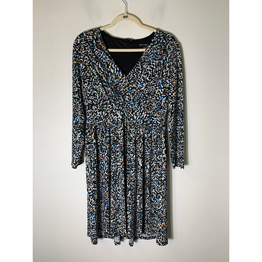 Maggy London Multicolored Long Sleeve Midi Dress Sz 8