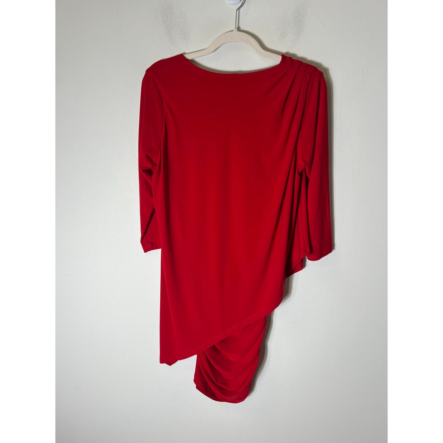 Last Tango Red V Neck Half Sleeve Overlay Knee Length Dress Sz Medium