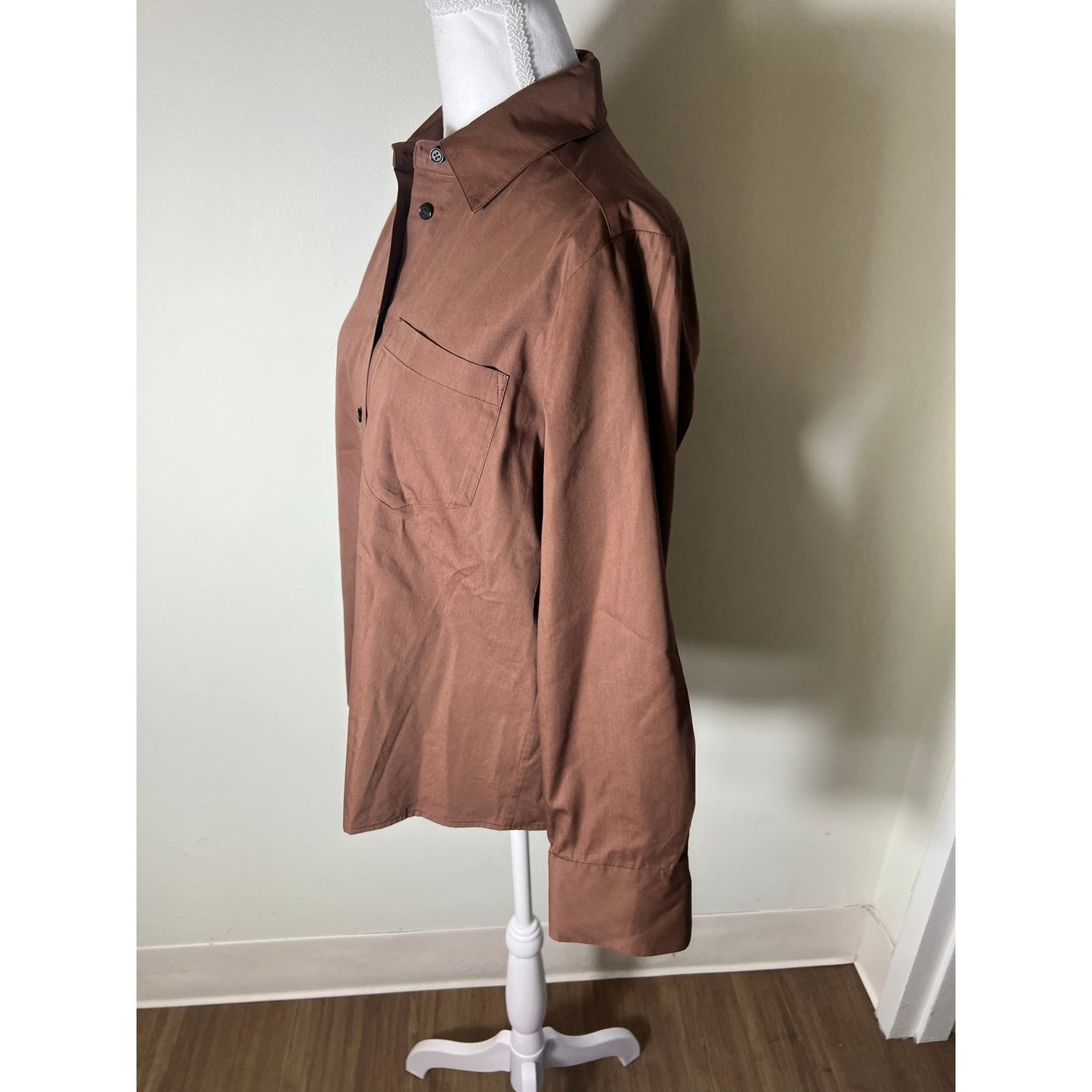 CO Brown Long Sleeve Button Up Shirt Sz S