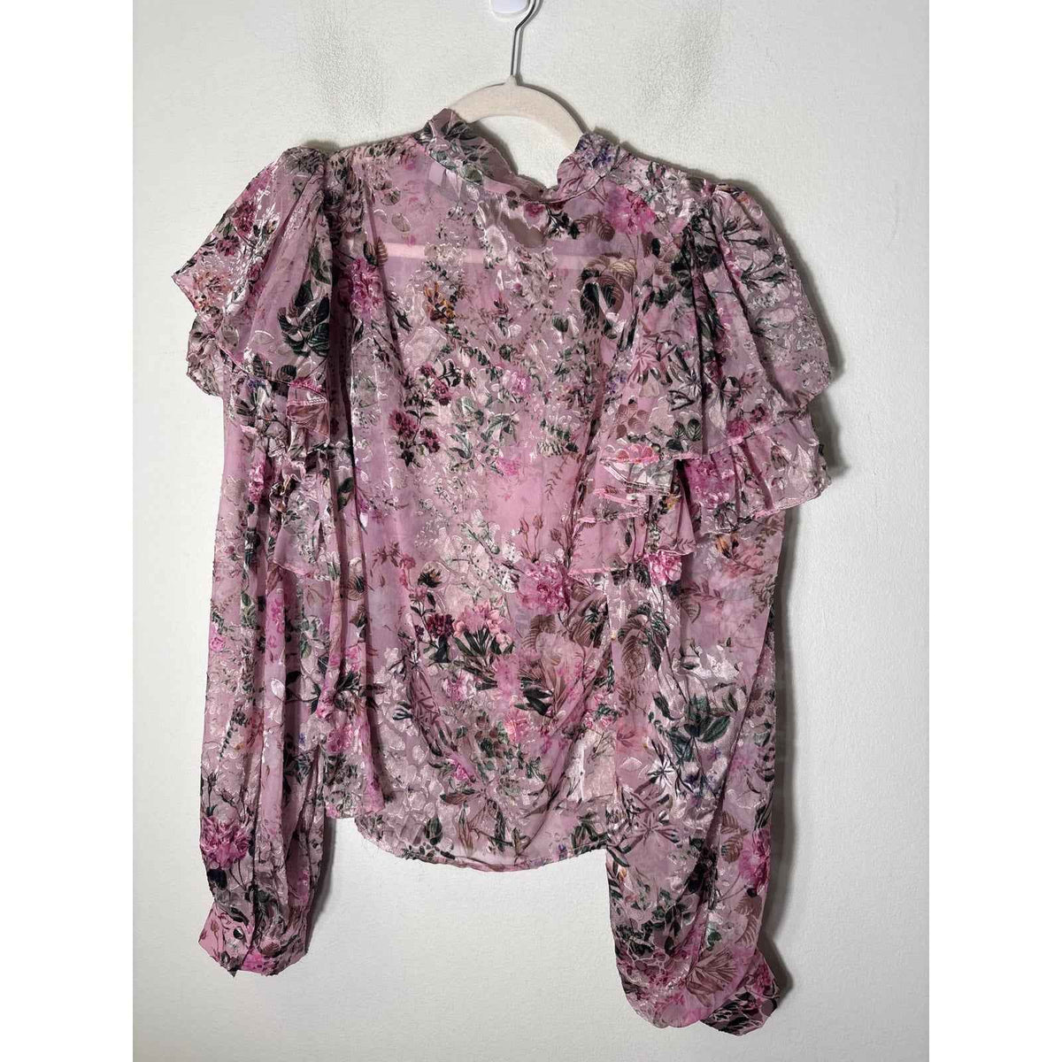 Los Angeles Atelier and Other Stories Pink Floral Long Sleeve Sheer Shirt Sz 6