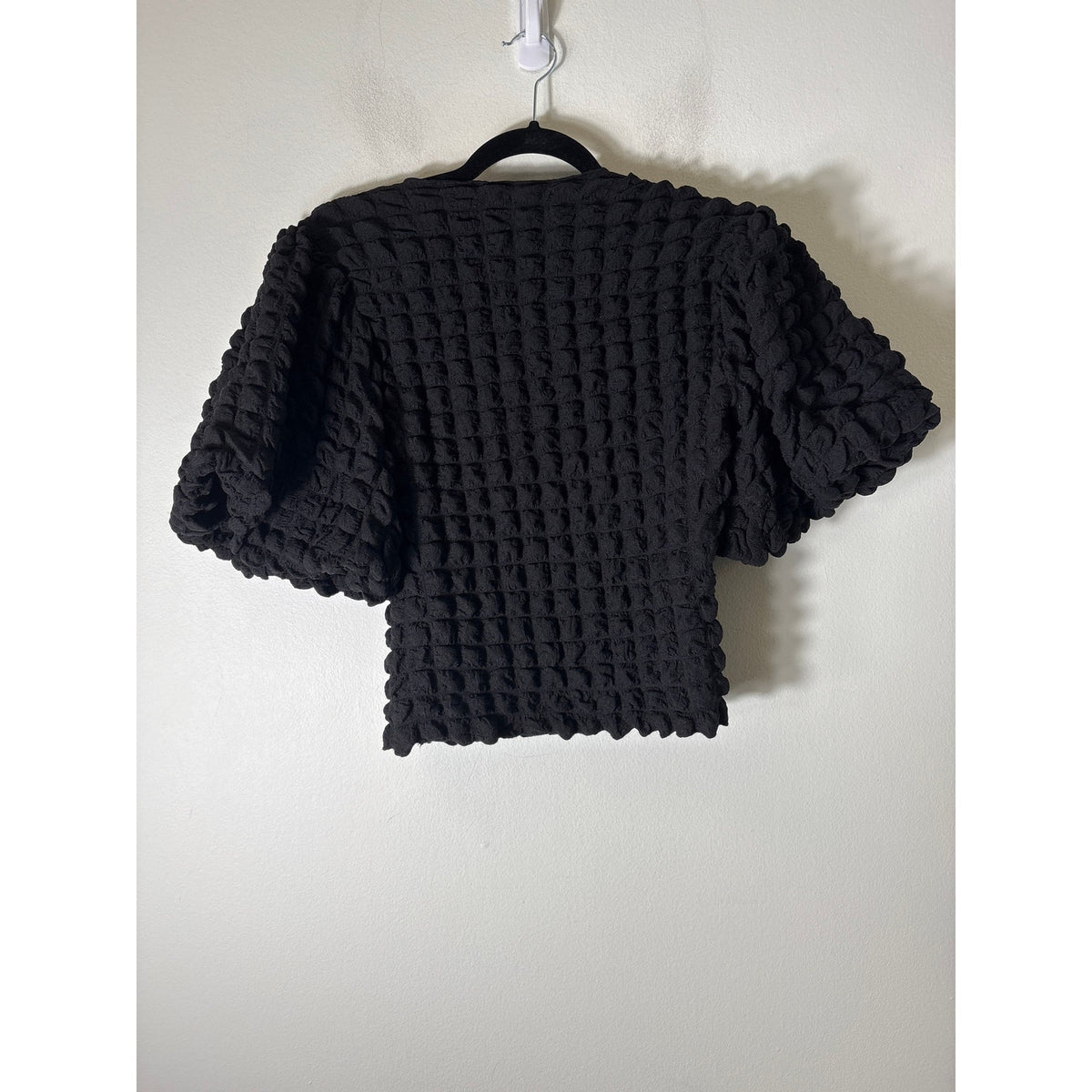 Eri+Ali Black Puffy Short Sleeve Shirt Sz S