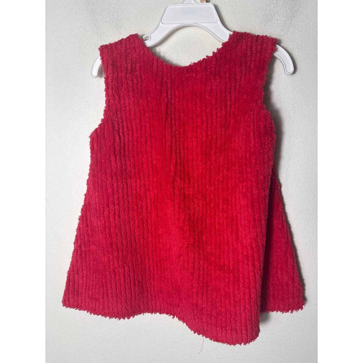 Girls Vintage REd Terry Cloth Dress with Candy Cane Applique Sz 18m