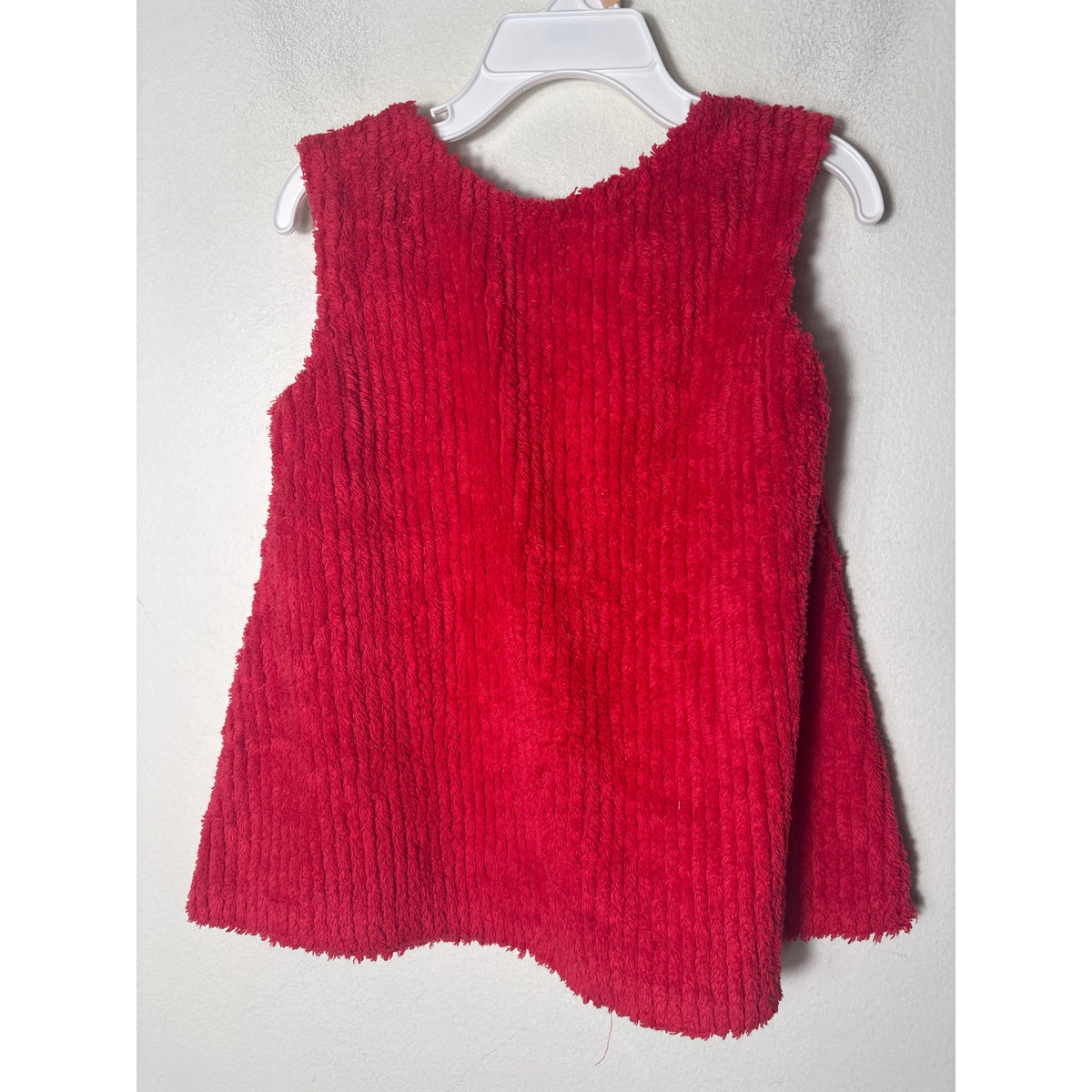Girls Vintage REd Terry Cloth Dress with Candy Cane Applique Sz 18m