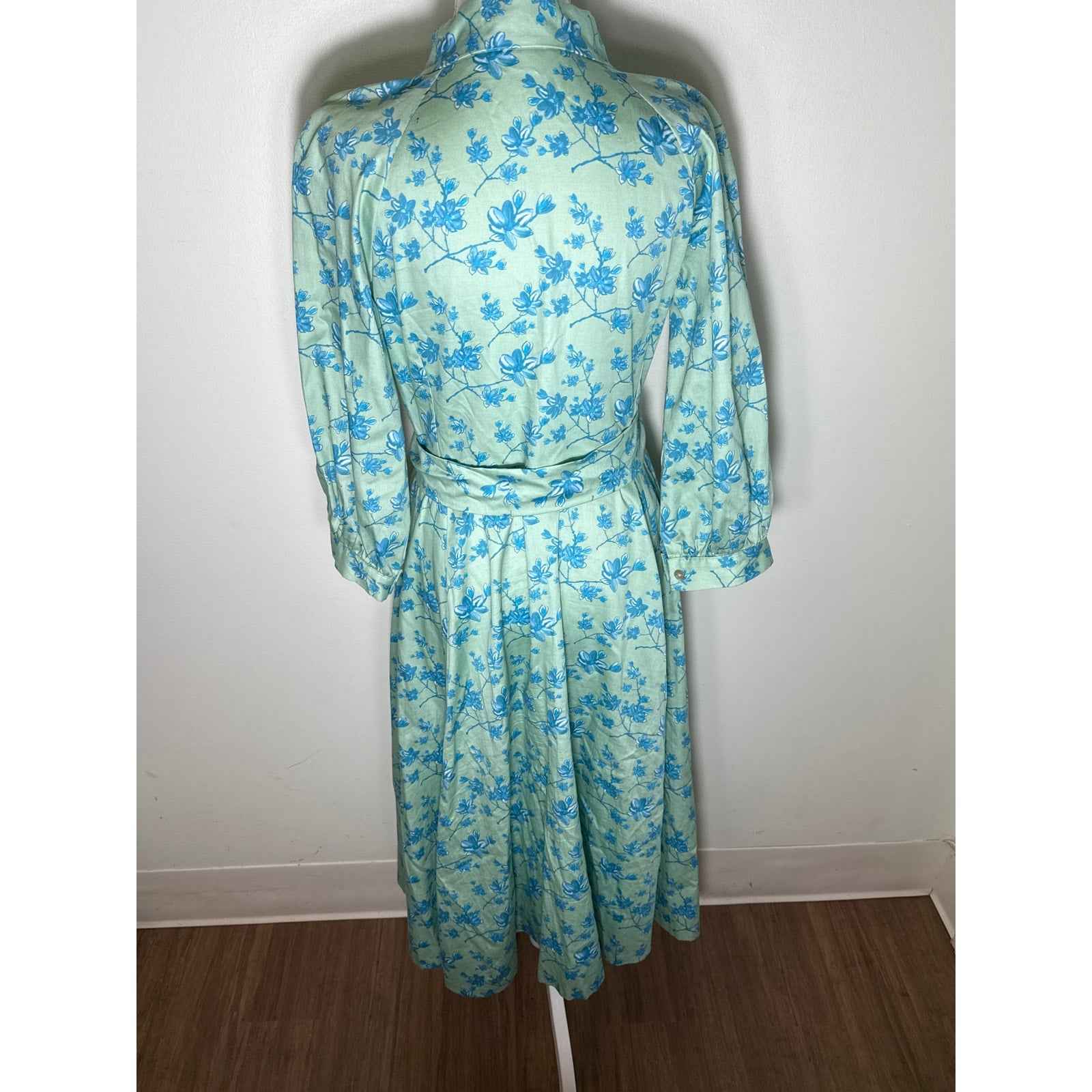 Susan Albright Huntington Green adn Teal Floral Dress Sz S