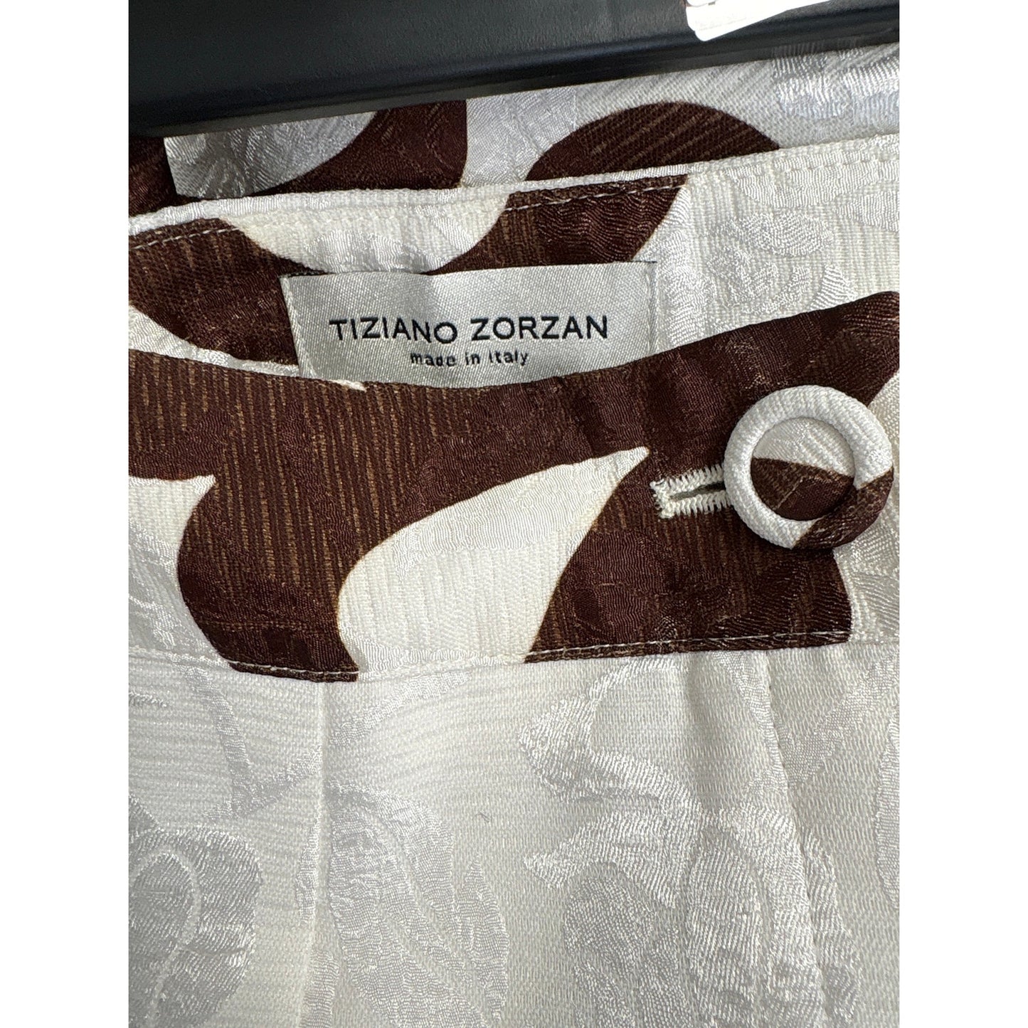 Tiziano Zoran Italian Jacquard Brown and Cream Trousers Sz 44