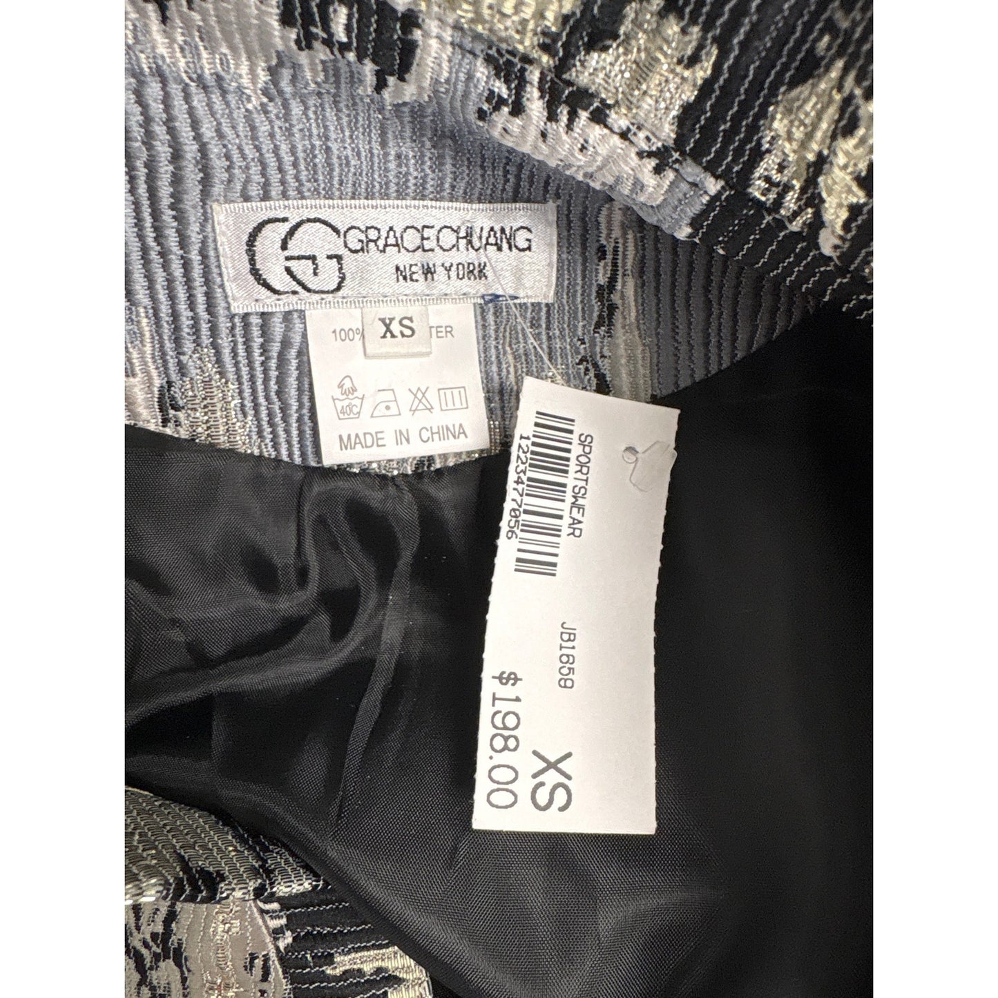NWT Grace Chuang Silver Gold Open Front Cropped Dressy Jacket Sz XS