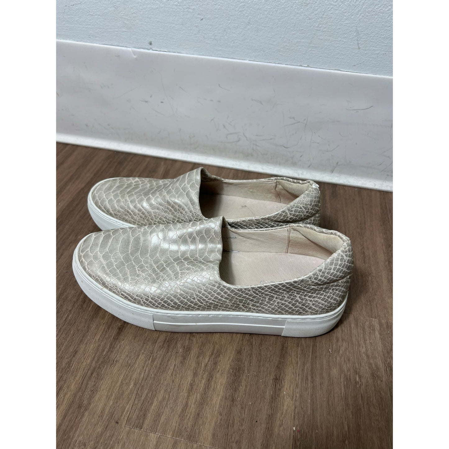 J/Slides Gold Snake Skin Slip On Sneakers Sz 7.5