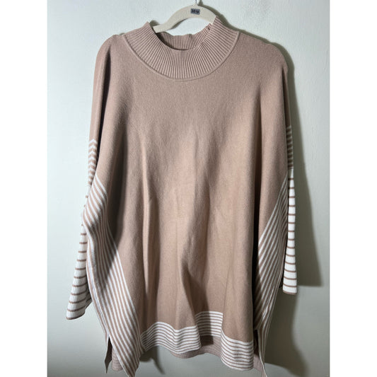 Shop the Mint Tan Cream Stripe Long Sleeve Long Sweater Sz XL