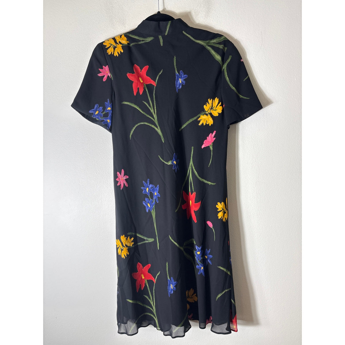 Liz Clairborne Black Floral Short Sleeve Midi Dress Sz 6