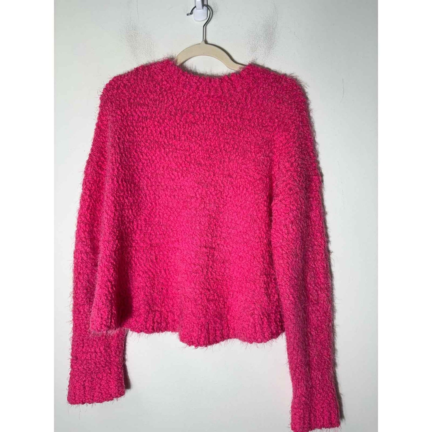 Show Me Your Mumu Hot Pink Cropped Long Sleeve Sweater Sz M