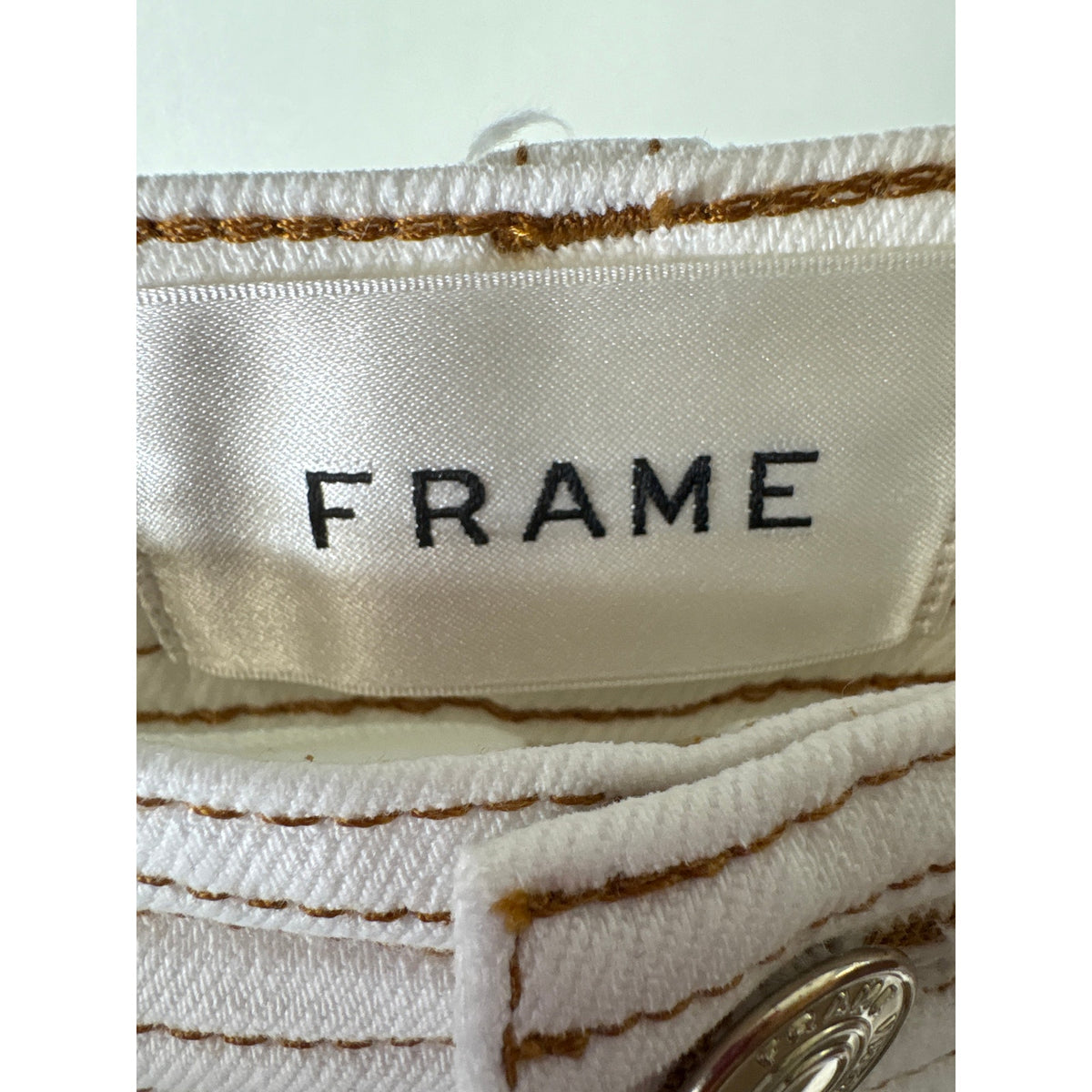 Frame White And Brown Stitched Denim Sz 27