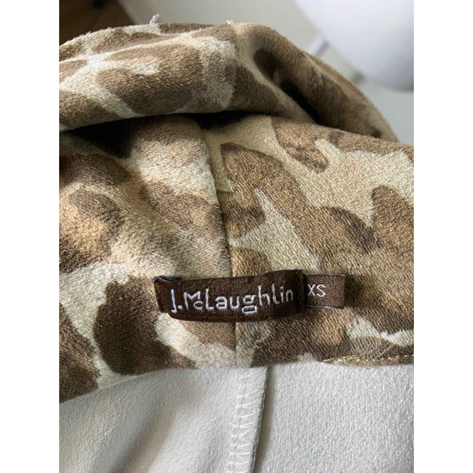 J. McLaughlin Brown Cheetah Print Sleeveless Cowl Neck Midi Sheath Dress Sz XS