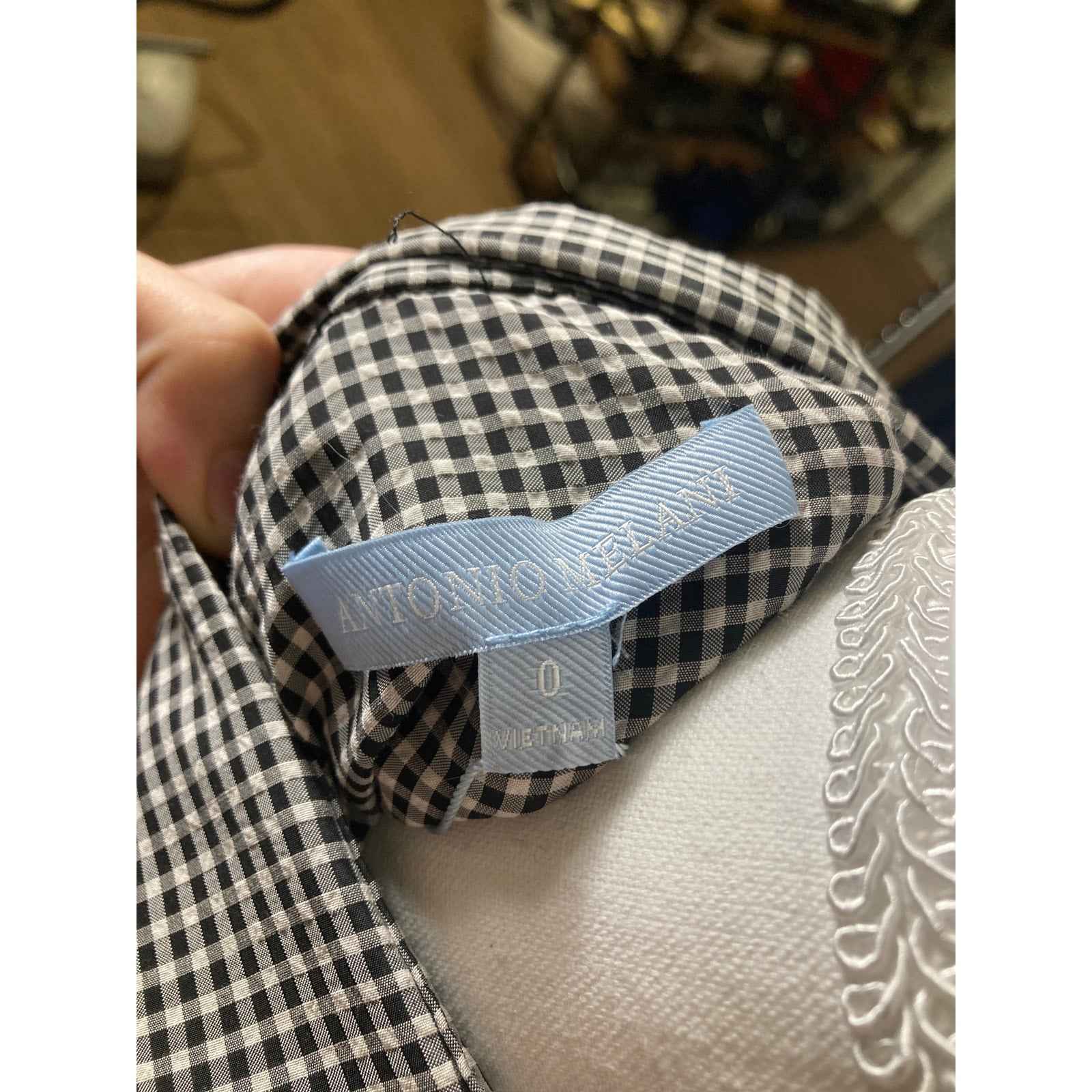 NWT Antonio Melani Black and White Check 2 Piece Long Sleeve Skirt Set Sz 0