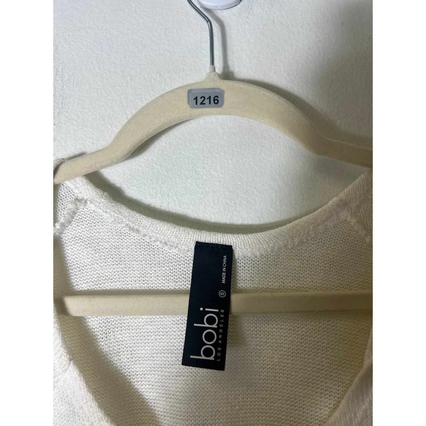 Bobi Los Angeles Off White Long Sleeve Cold Shoulder Sweater Sz S