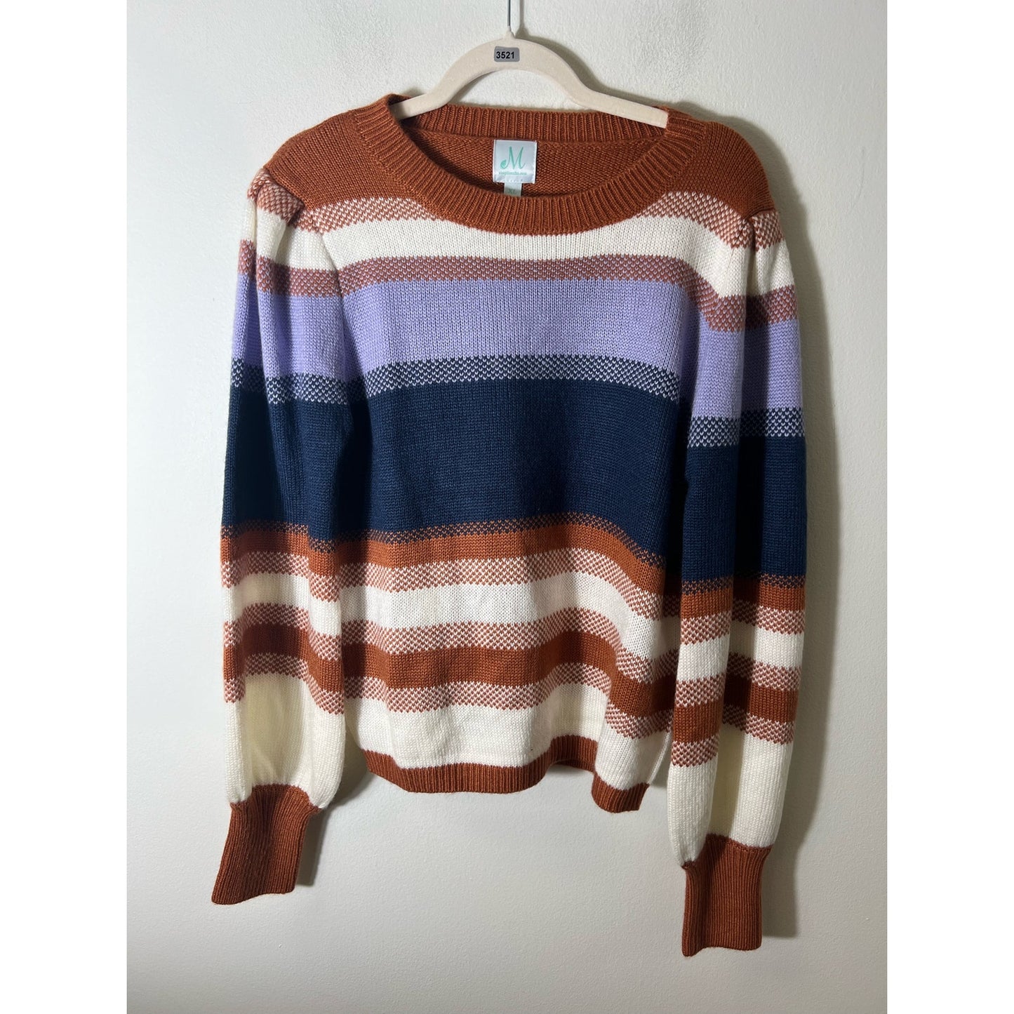Shop the Mint Purple Orange Long Sleeve Stripe Sweater Sz XL