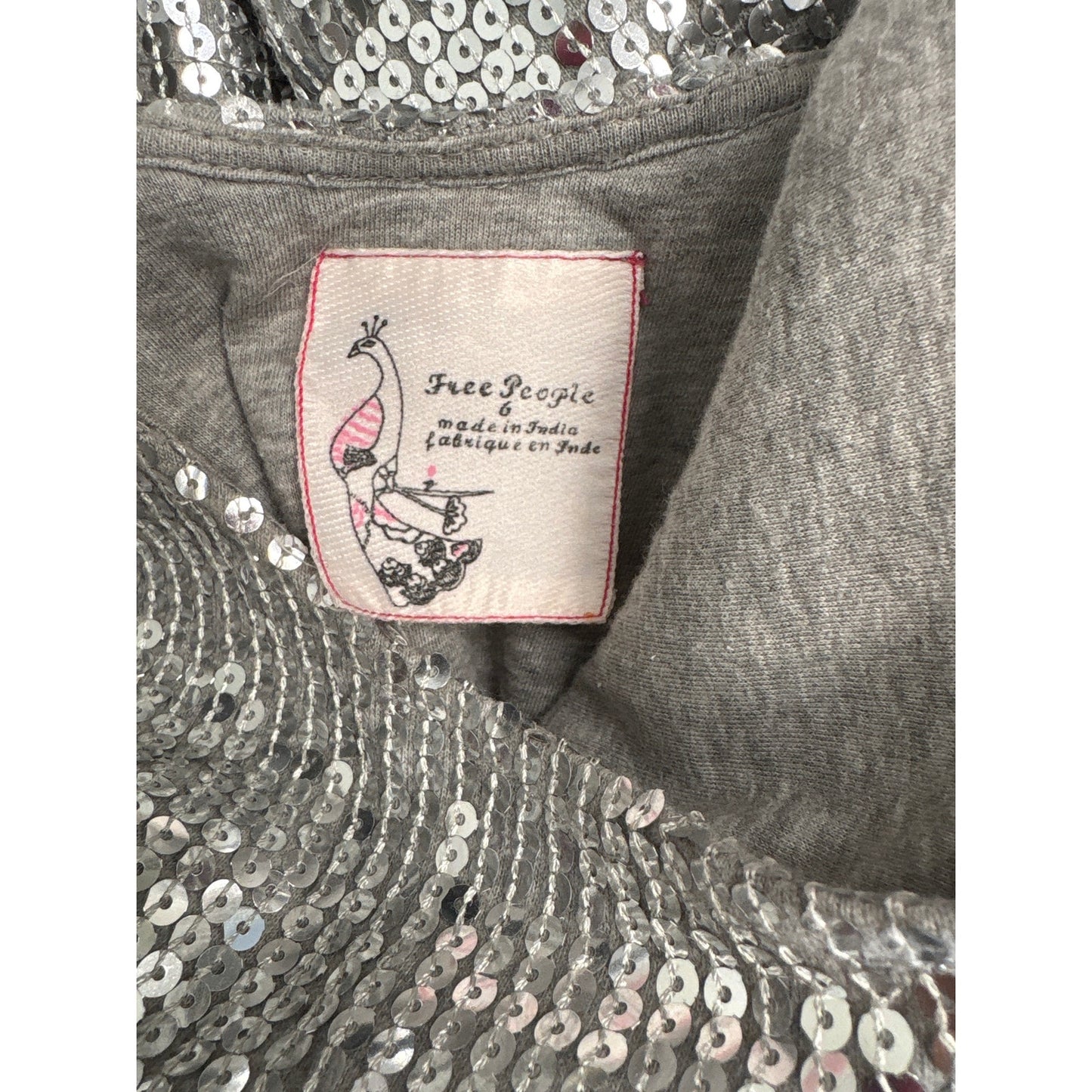 Free People Metallic Silver Sequin Sleeveless Mini Dress Sz 6