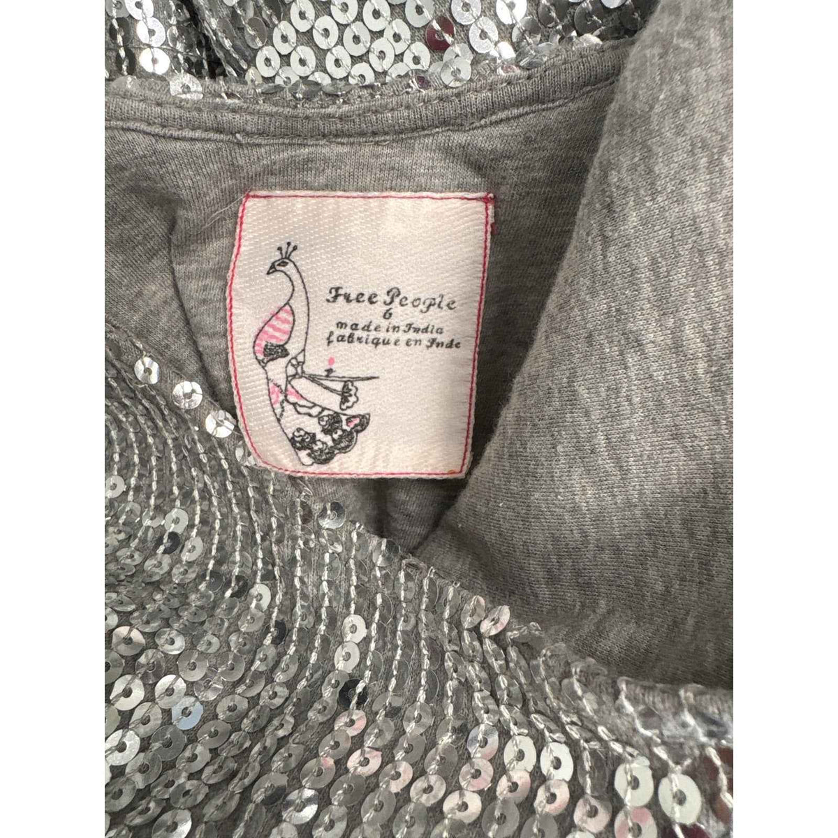 Free People Metallic Silver Sequin Sleeveless Mini Dress Sz 6