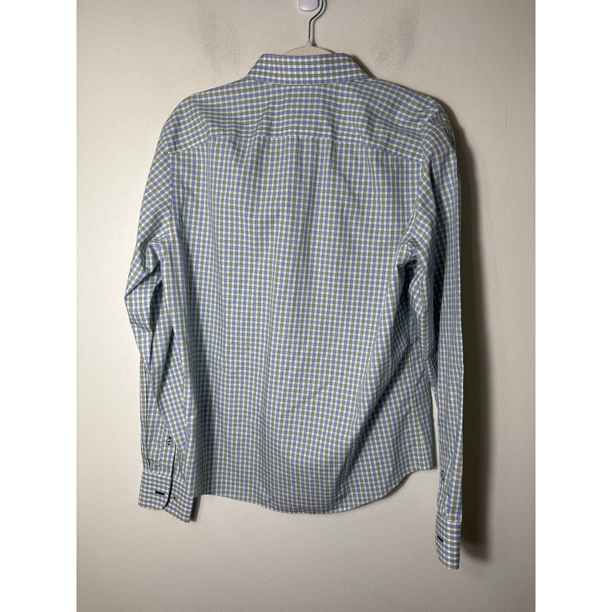 Men's Untuckit Green Blue Plaid Long Sleeve Button Down Shirt Sz M