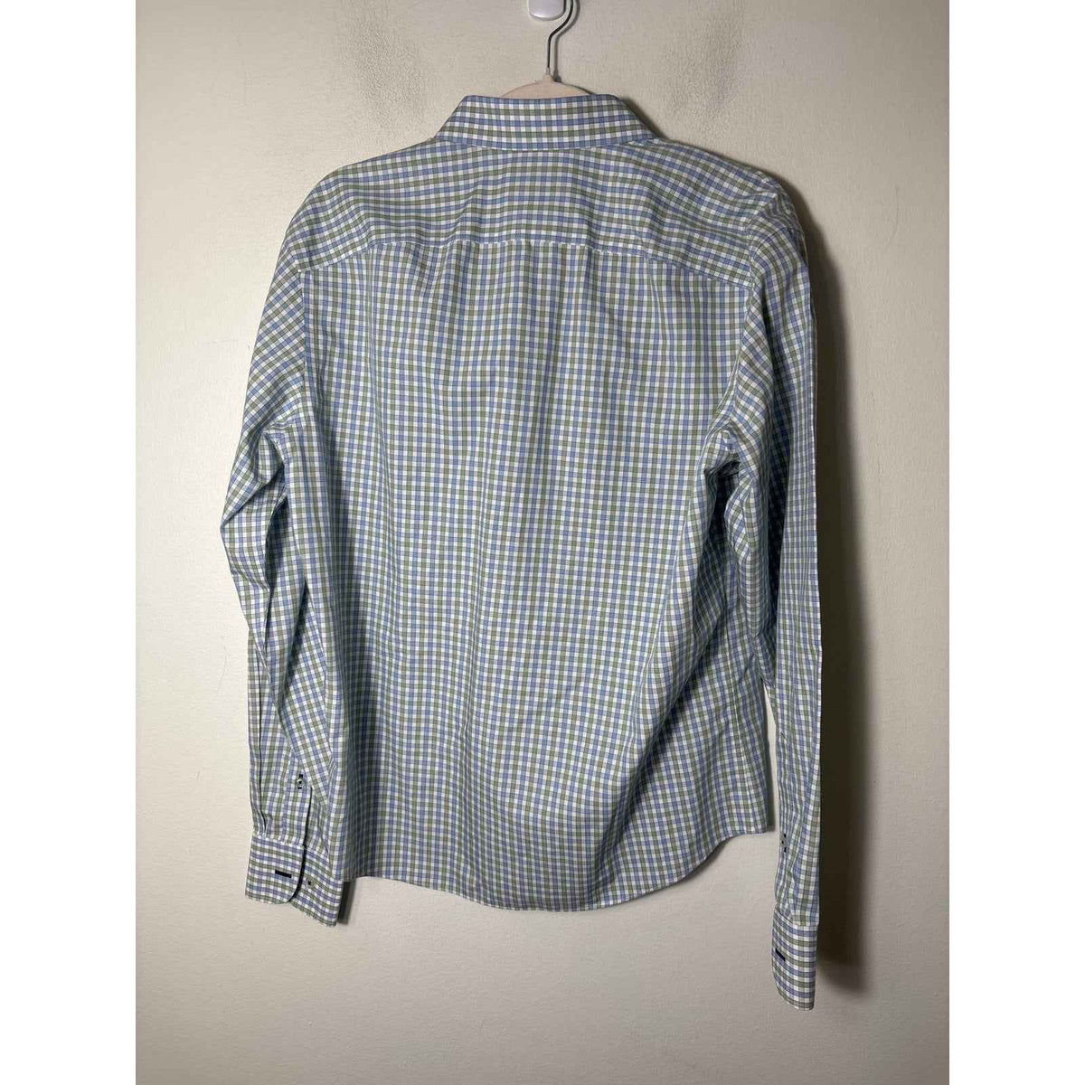 Men's Untuckit Green Blue Plaid Long Sleeve Button Down Shirt Sz M