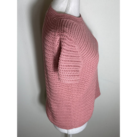NWT Vince Pink Short Sleeve Knit Sweater Top Sz M
