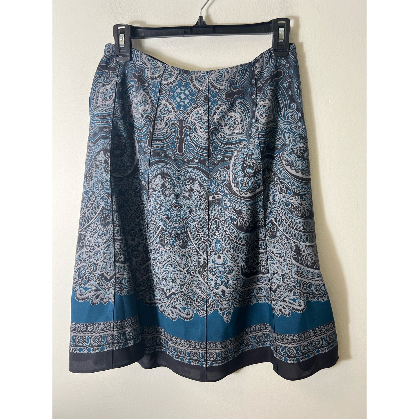 Ann Taylor Blue Black Paisley A Line Skirt Sz 10P