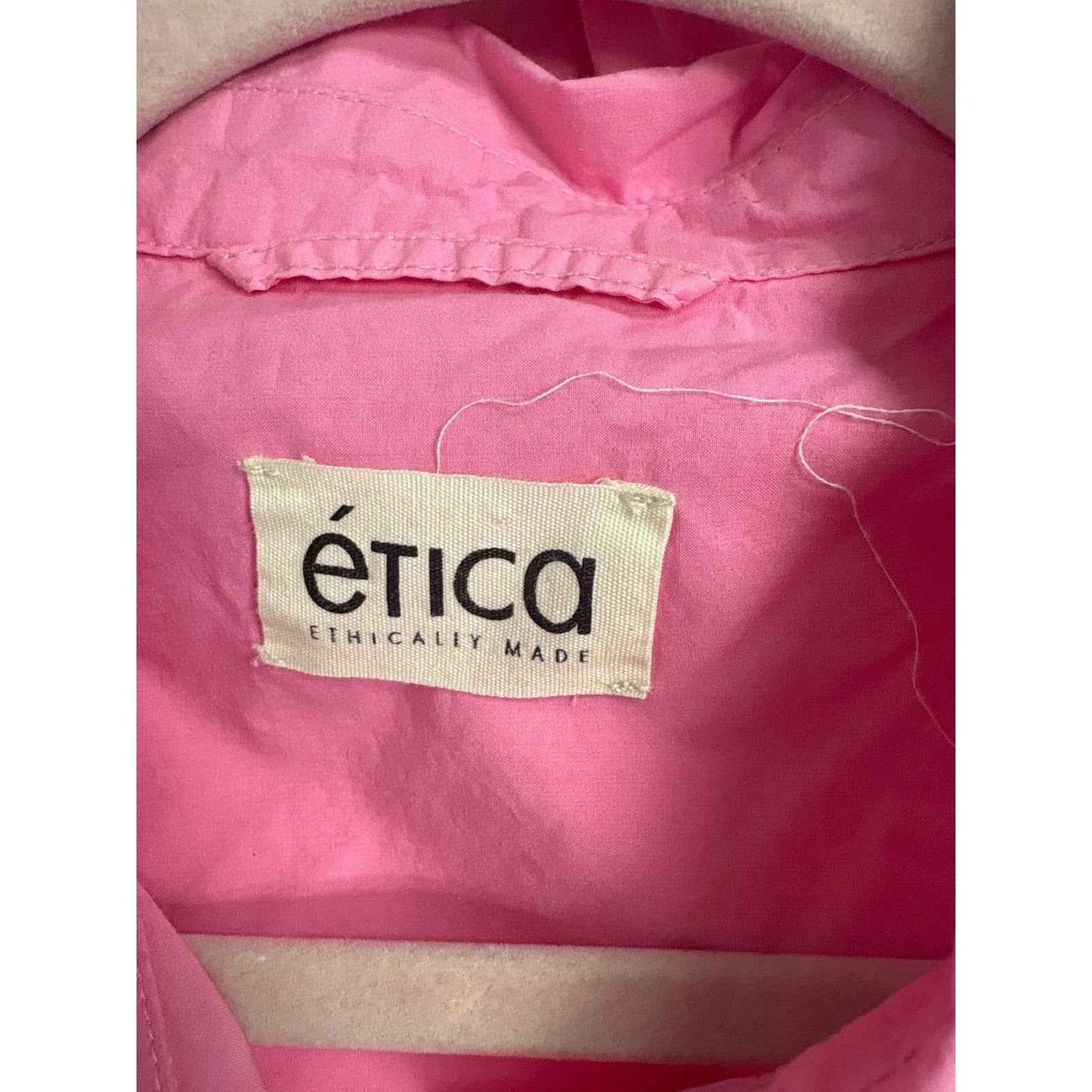 eTica Organic Cotton Pink Long Sleeve Button Up Shirt Sz S